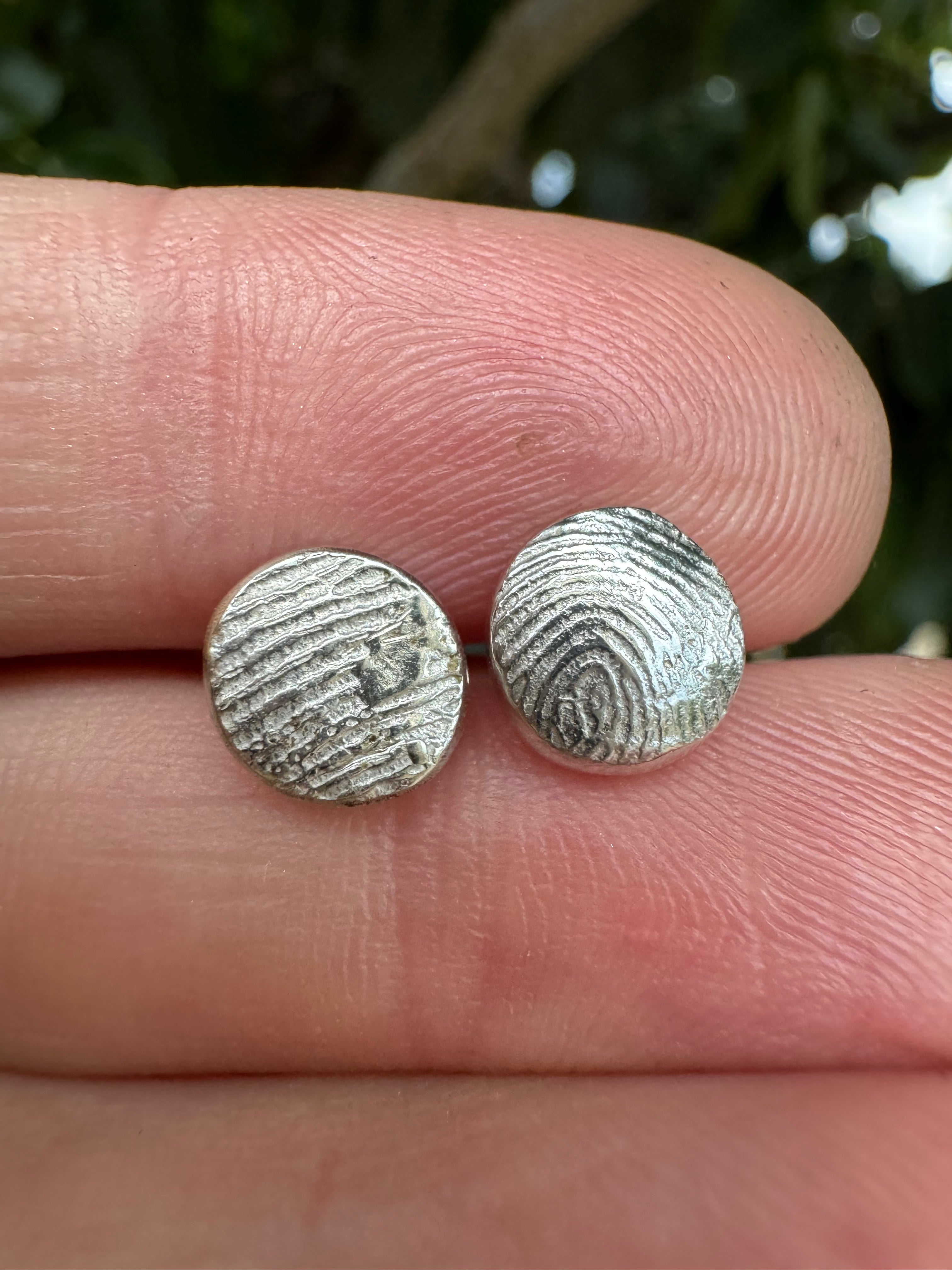 Fingerprint Earrings - Sterling Silver + 9ct Gold Print Impression Kit + Studs