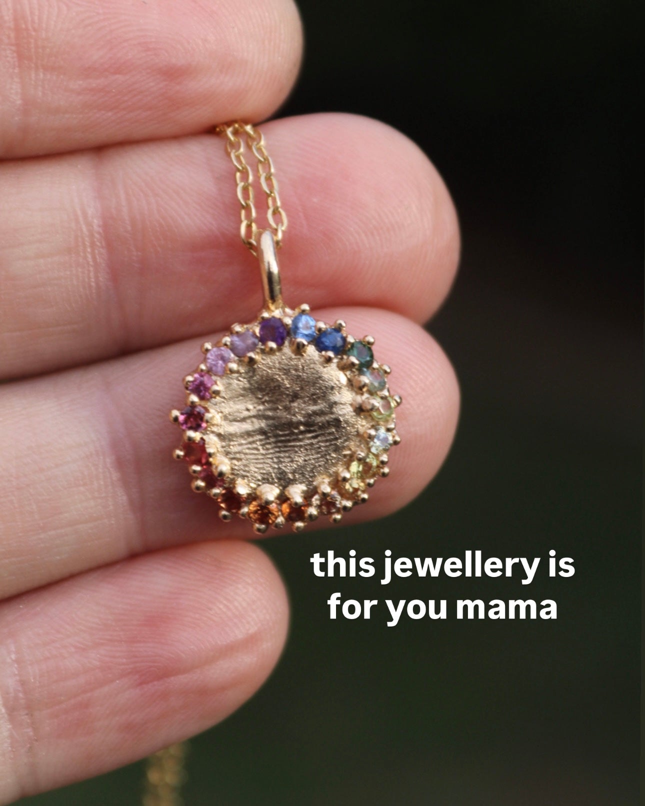 Rainbow Fingerprint Necklace - Silver or 9ct Gold