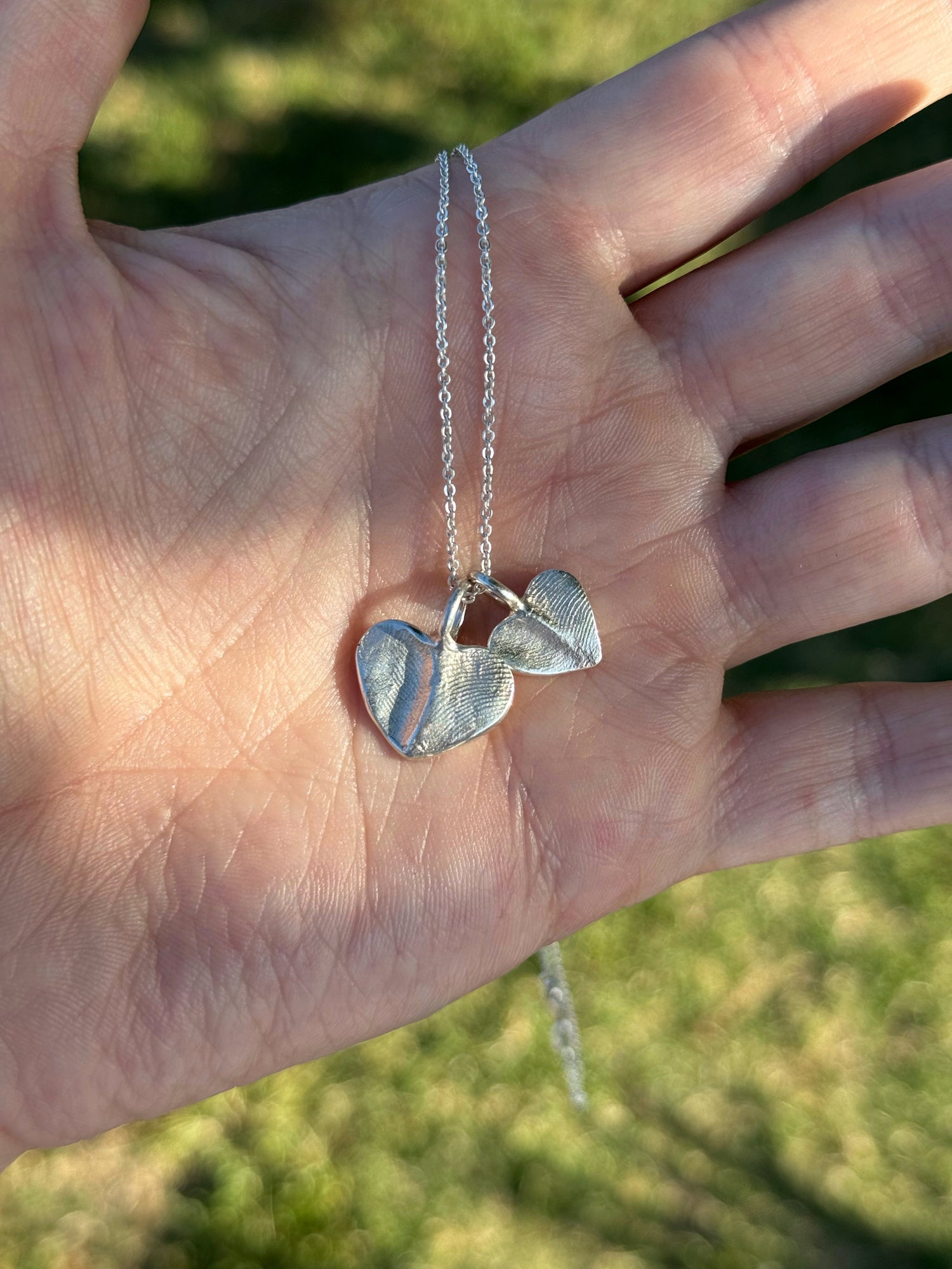 Fingerprint Heart Pendant in Sterling Silver