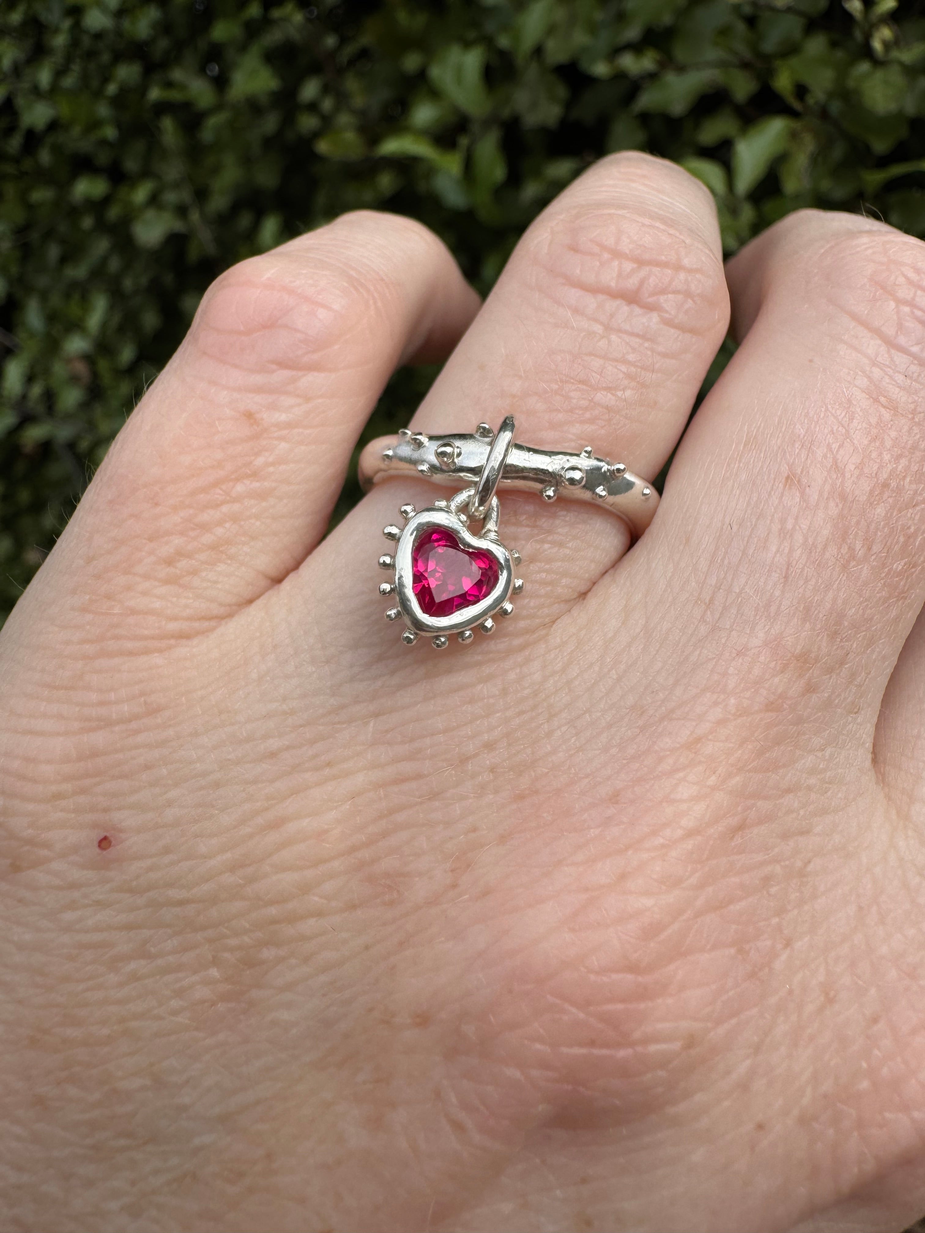 Silver Heart Dangling Ring