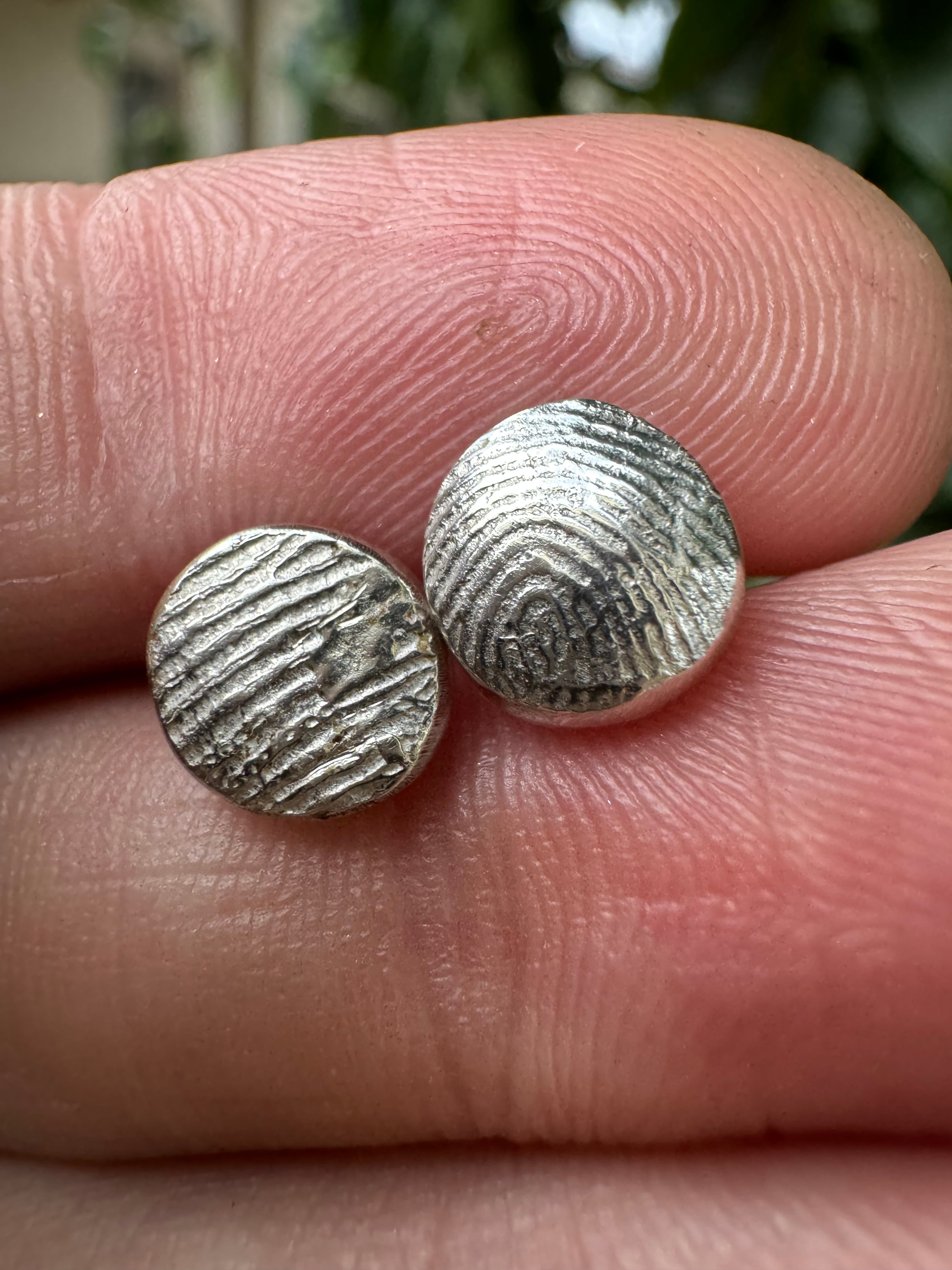 Fingerprint Earrings - Sterling Silver + 9ct Gold Print Impression Kit + Studs