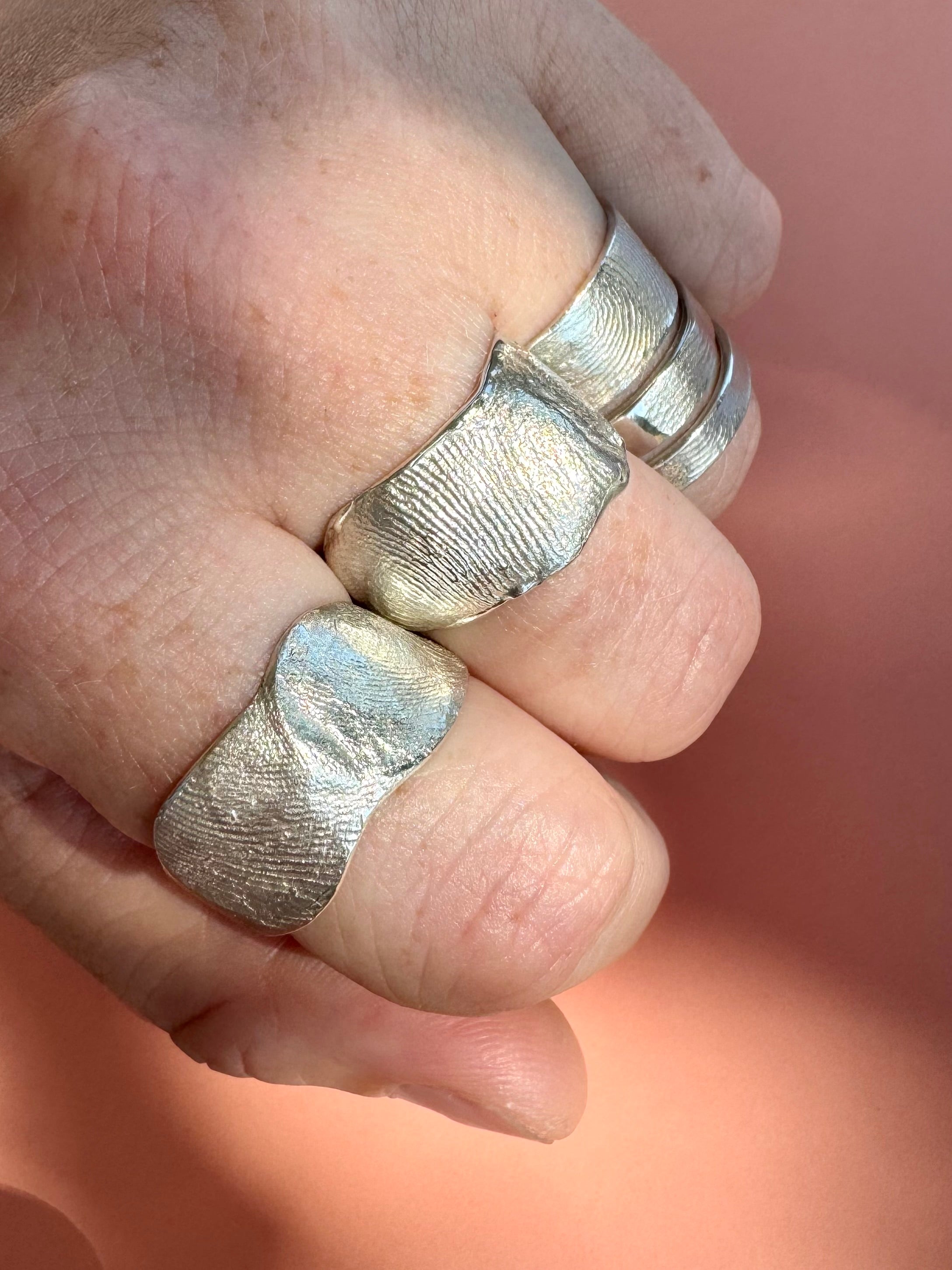 Band Fingerprint Ring - Sterling Silver or 9ct Gold - Print Impression Kit + Ring
