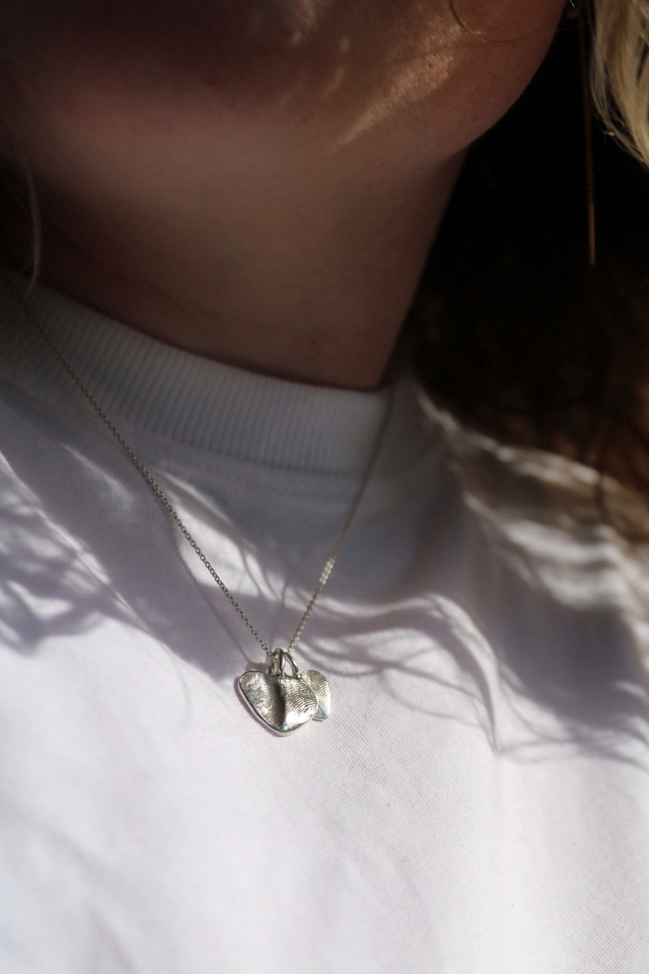 Fingerprint Heart Pendant in Sterling Silver