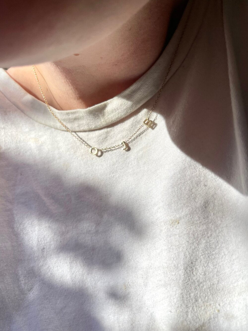 Tiny Alphabet Layering Necklace - Minimal Style Solid 9ct Gold Letter Necklace