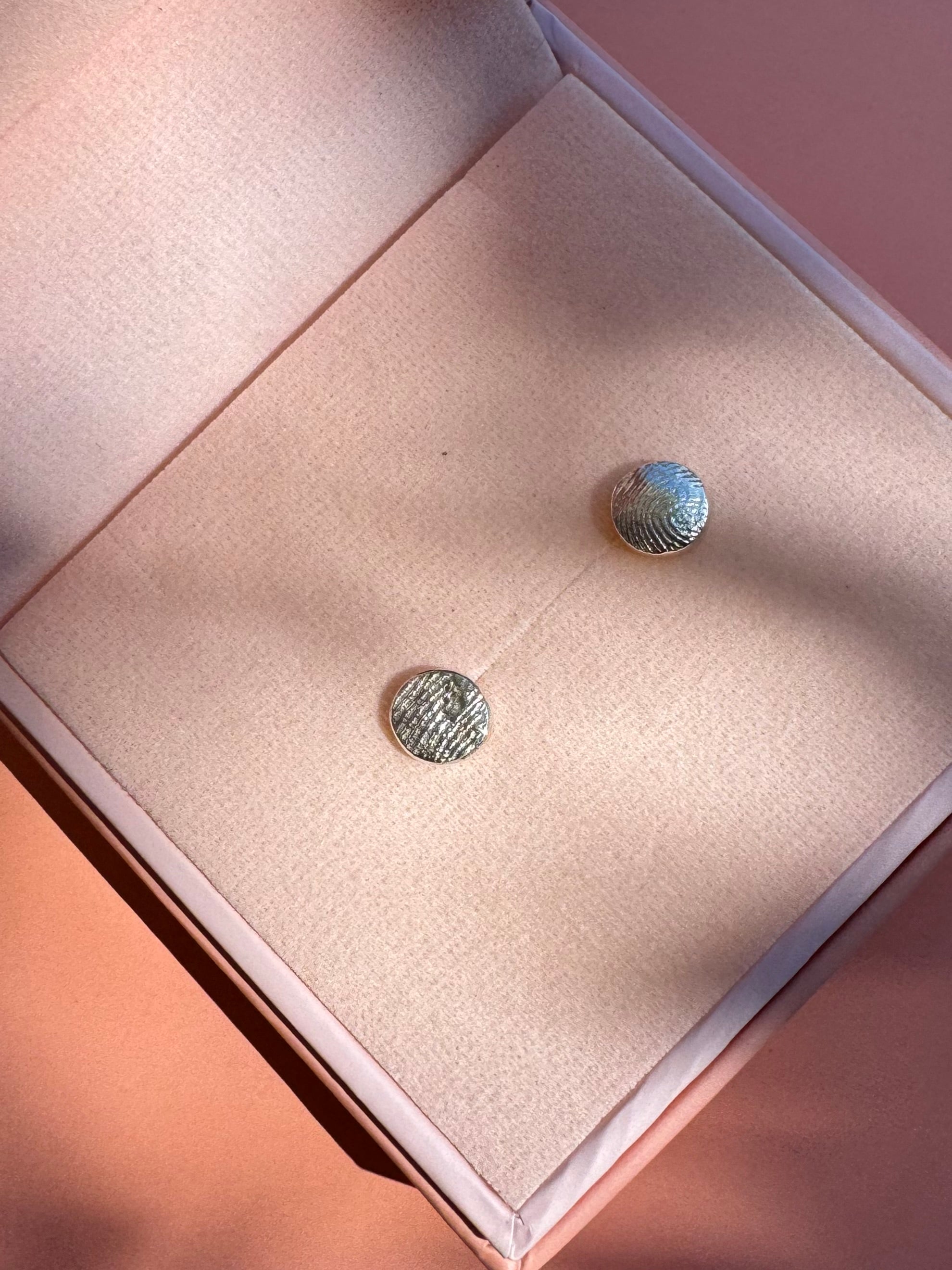 Fingerprint Earrings - Sterling Silver + 9ct Gold Print Impression Kit + Studs