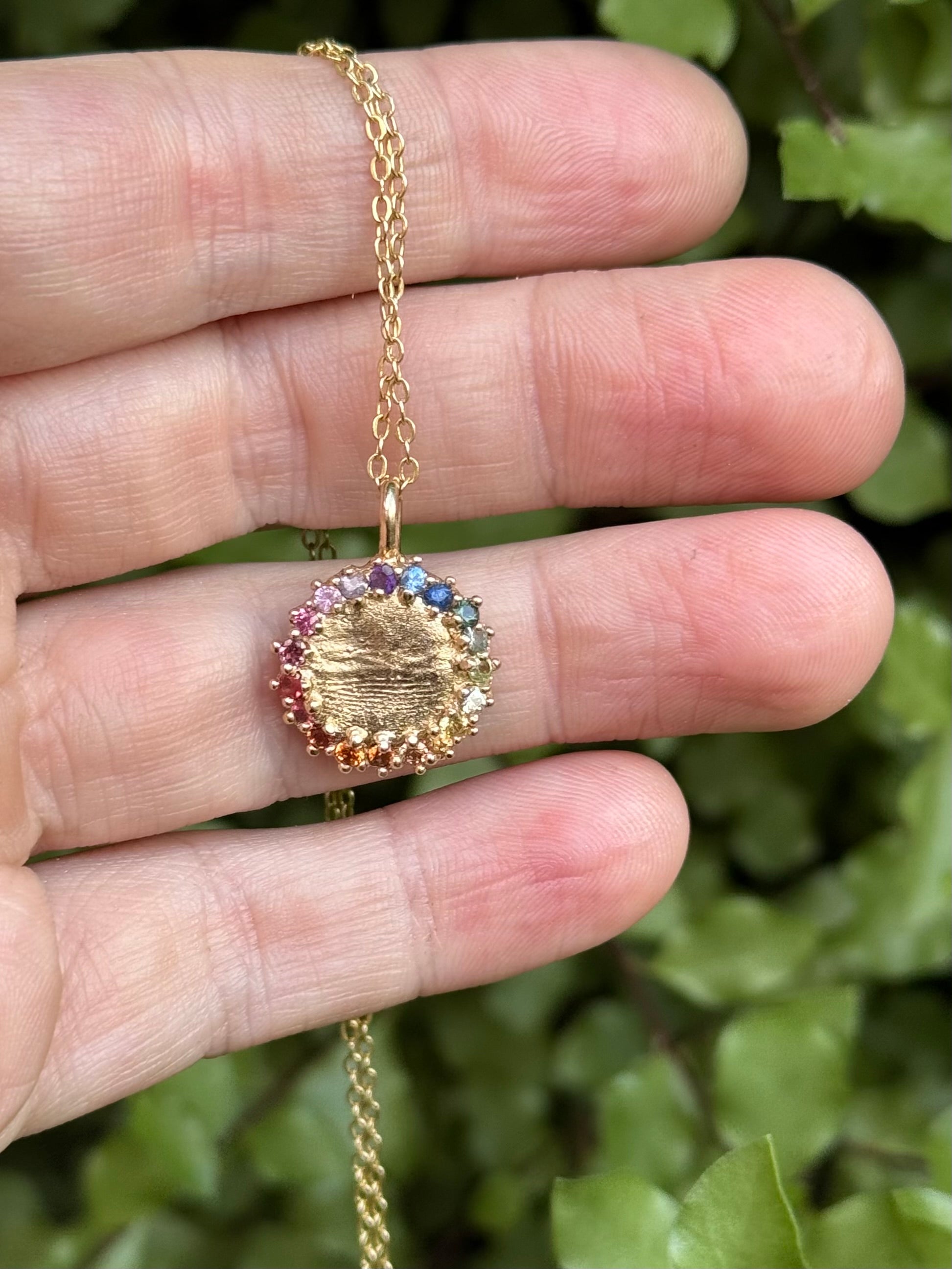 Rainbow Fingerprint Necklace - Silver or 9ct Gold