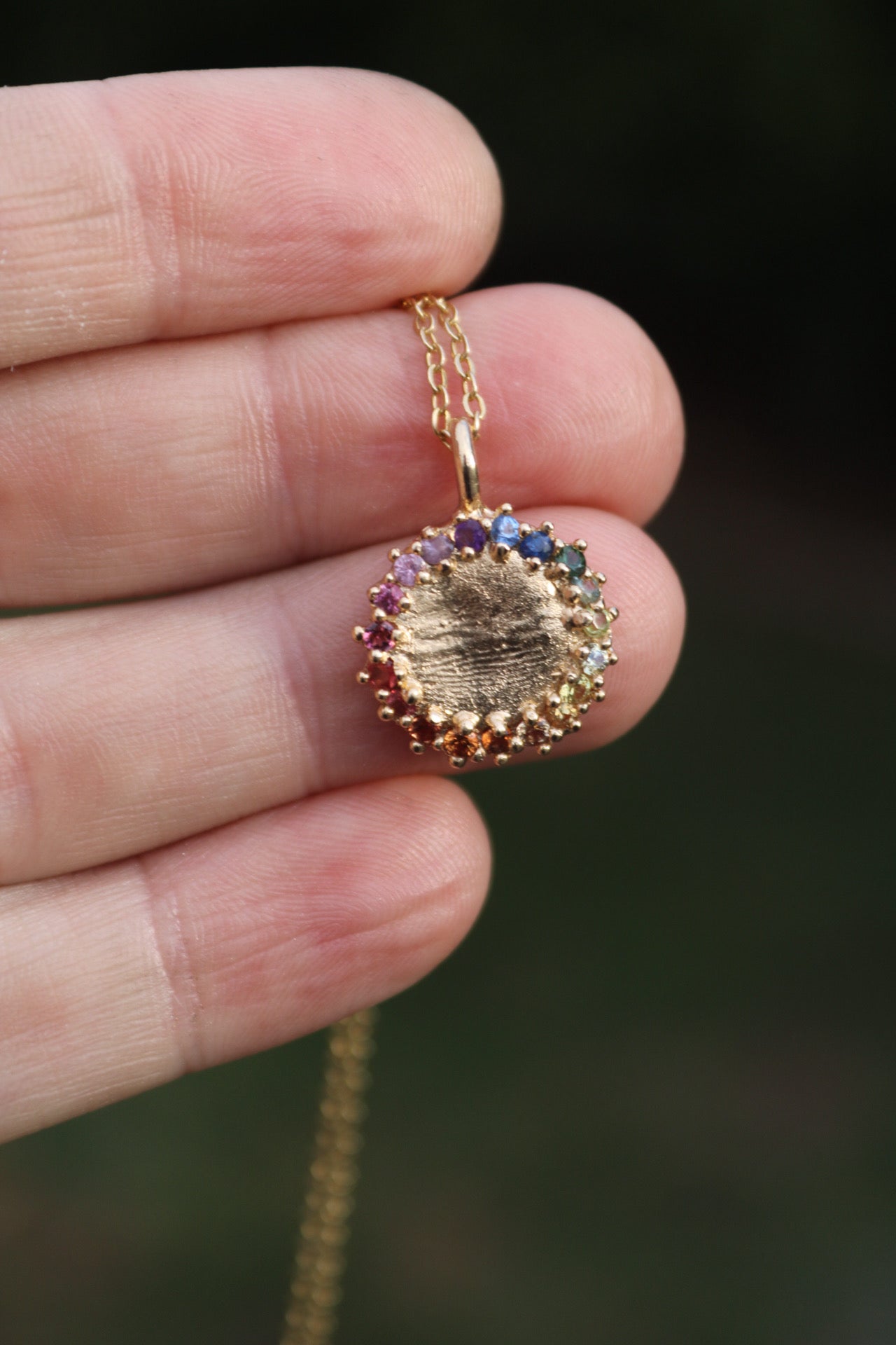 Rainbow Fingerprint Necklace - Silver or 9ct Gold