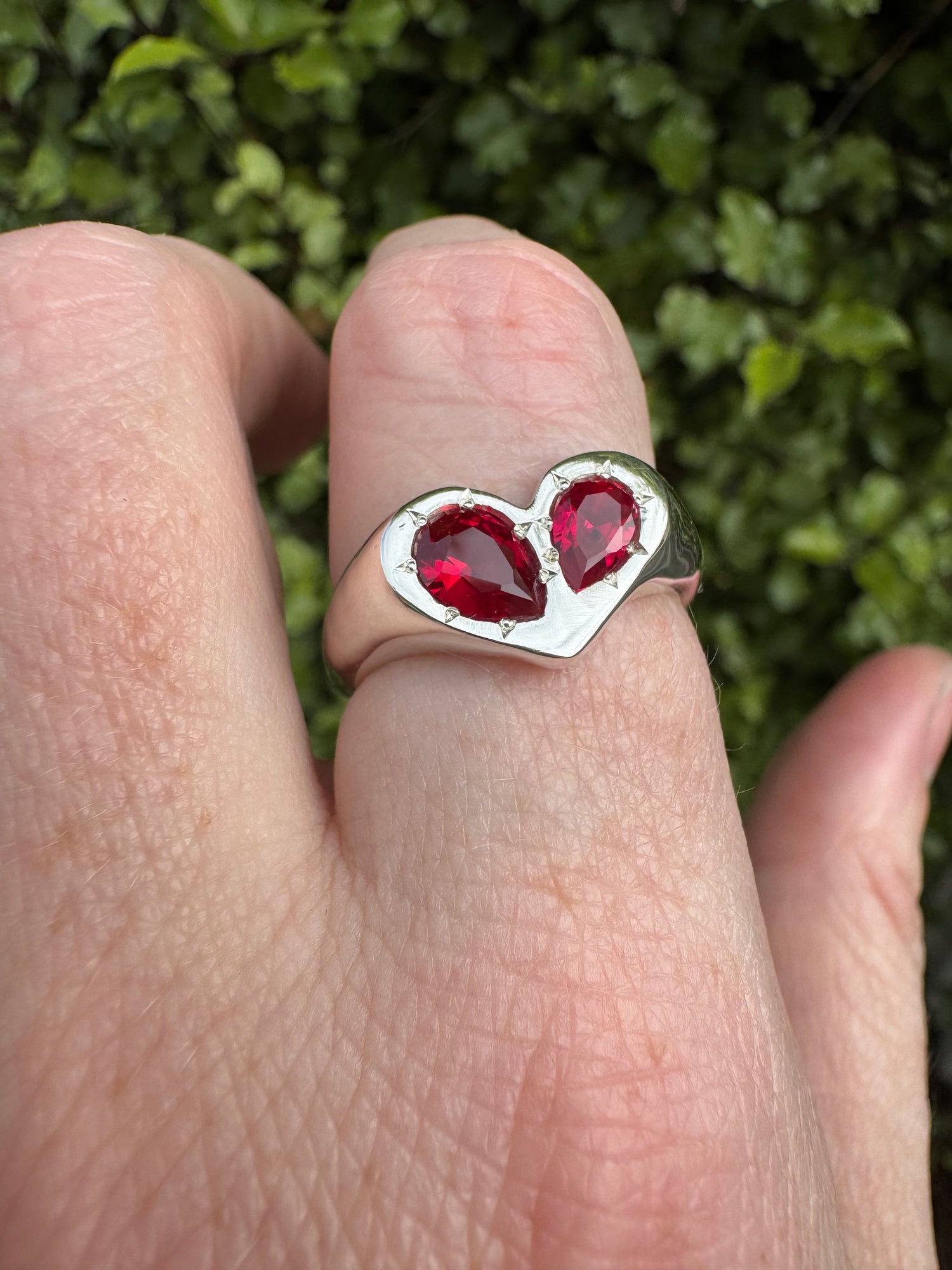 Silver Heart Pear Signet