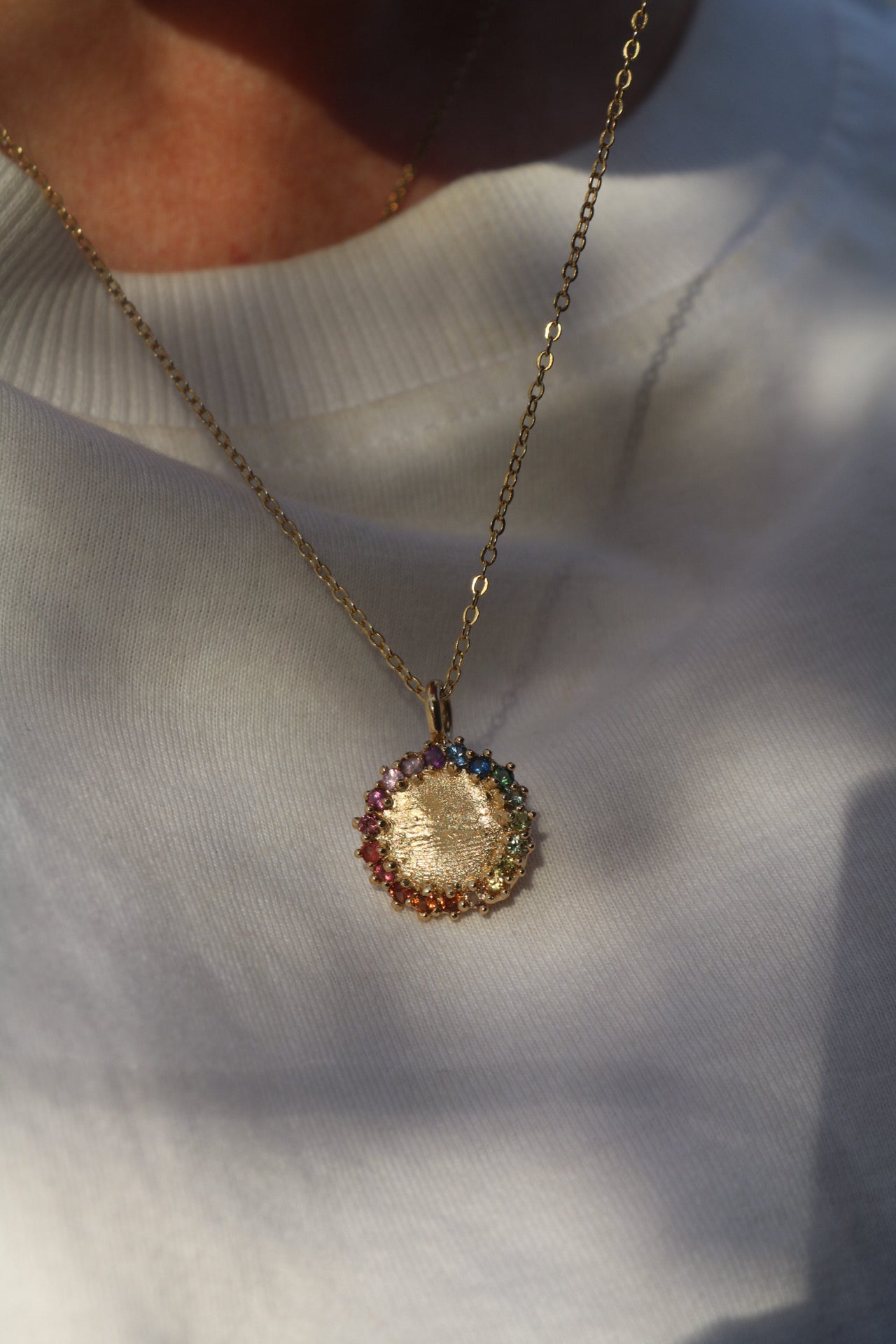 Rainbow Fingerprint Necklace - Silver or 9ct Gold