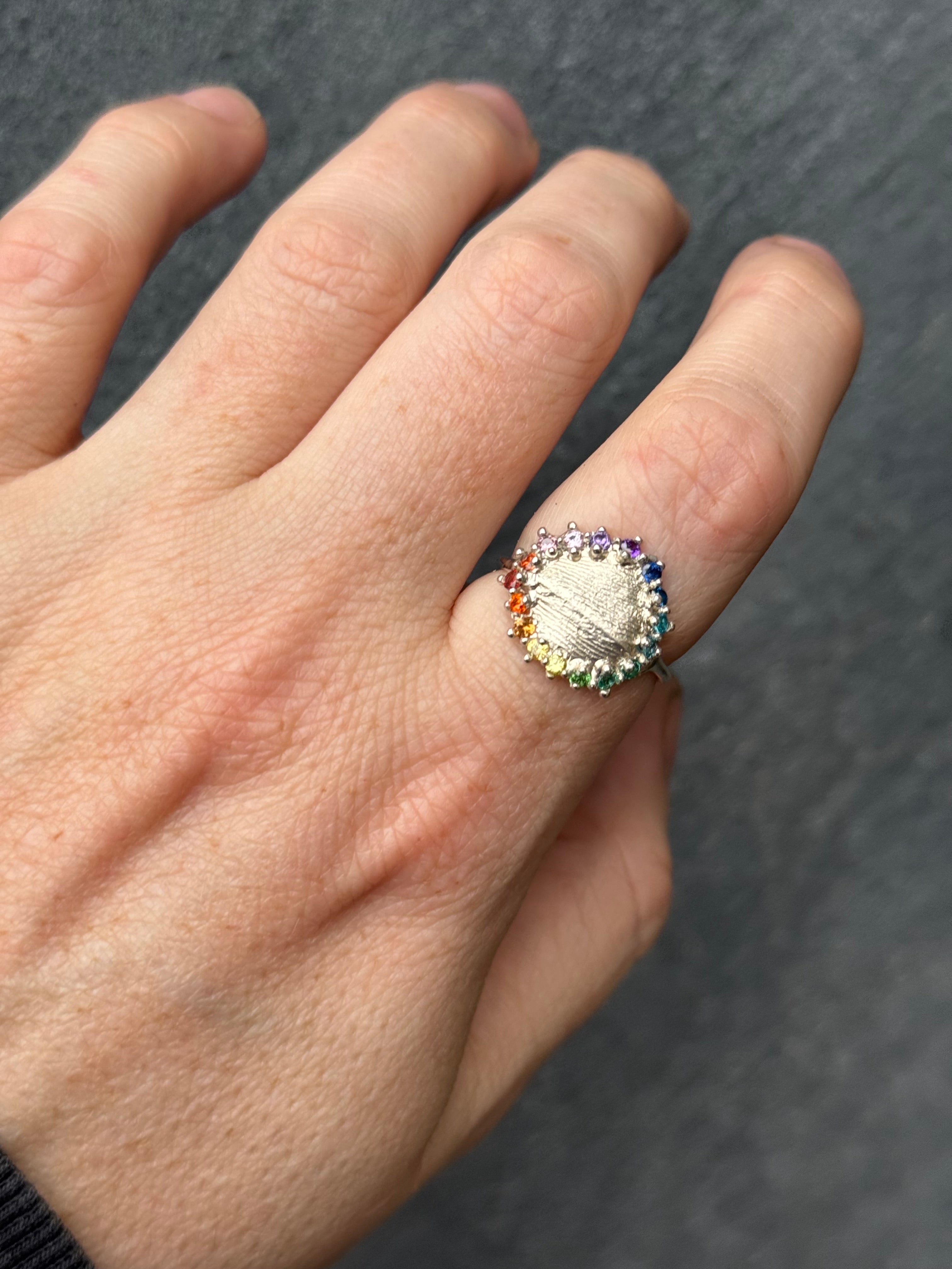 Rainbow Fingerprint Necklace - Silver or 9ct Gold