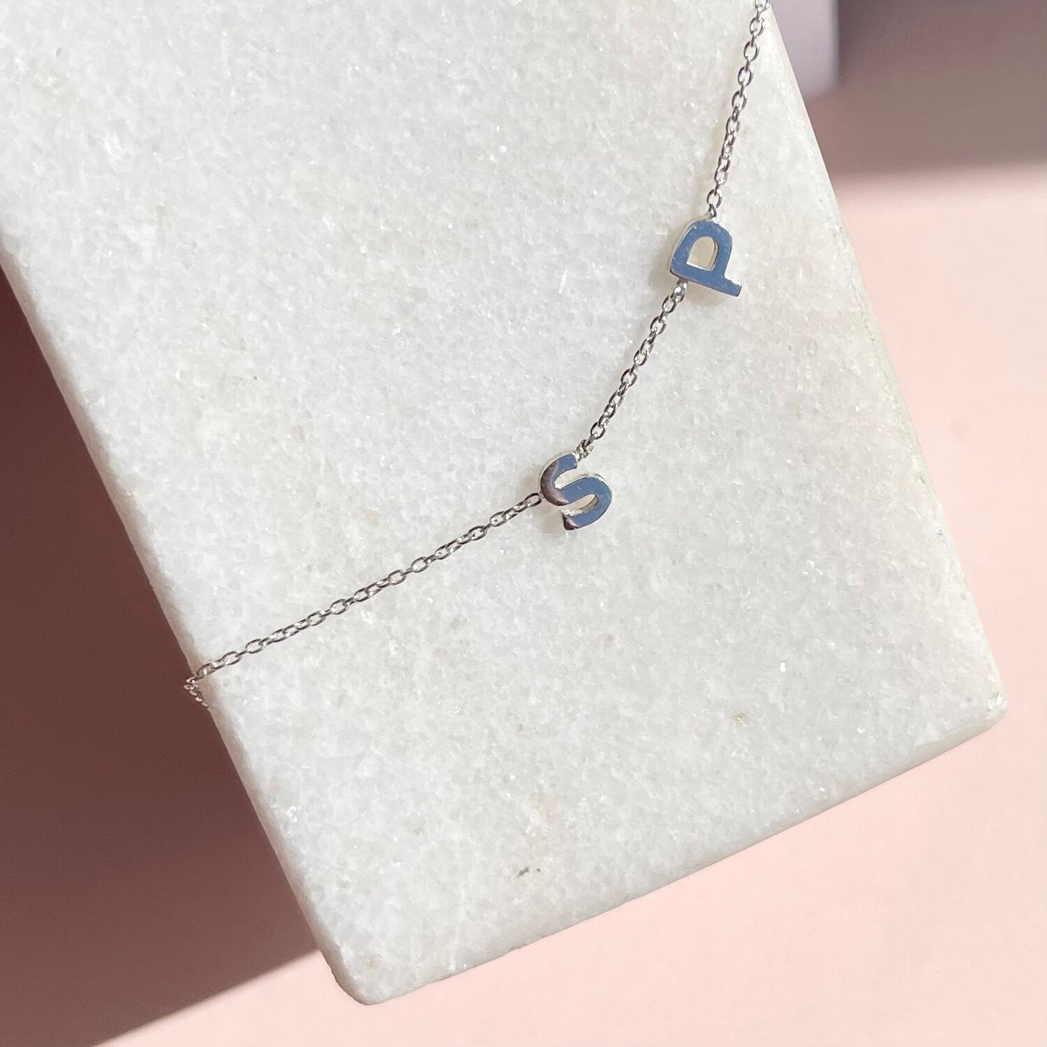 Tiny Alphabet Layering Necklace - Minimal Style Sterling Silver Letter Necklace