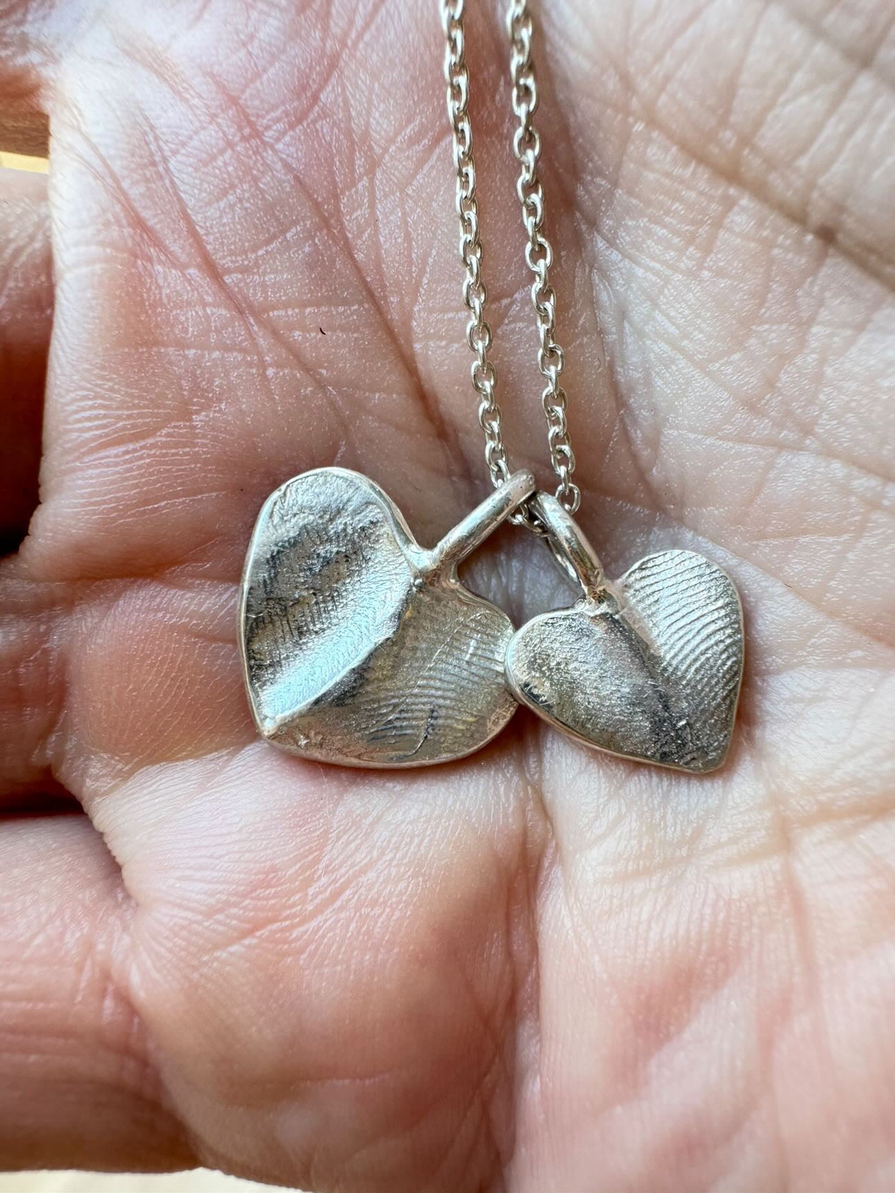 Fingerprint Heart Pendant in Sterling Silver