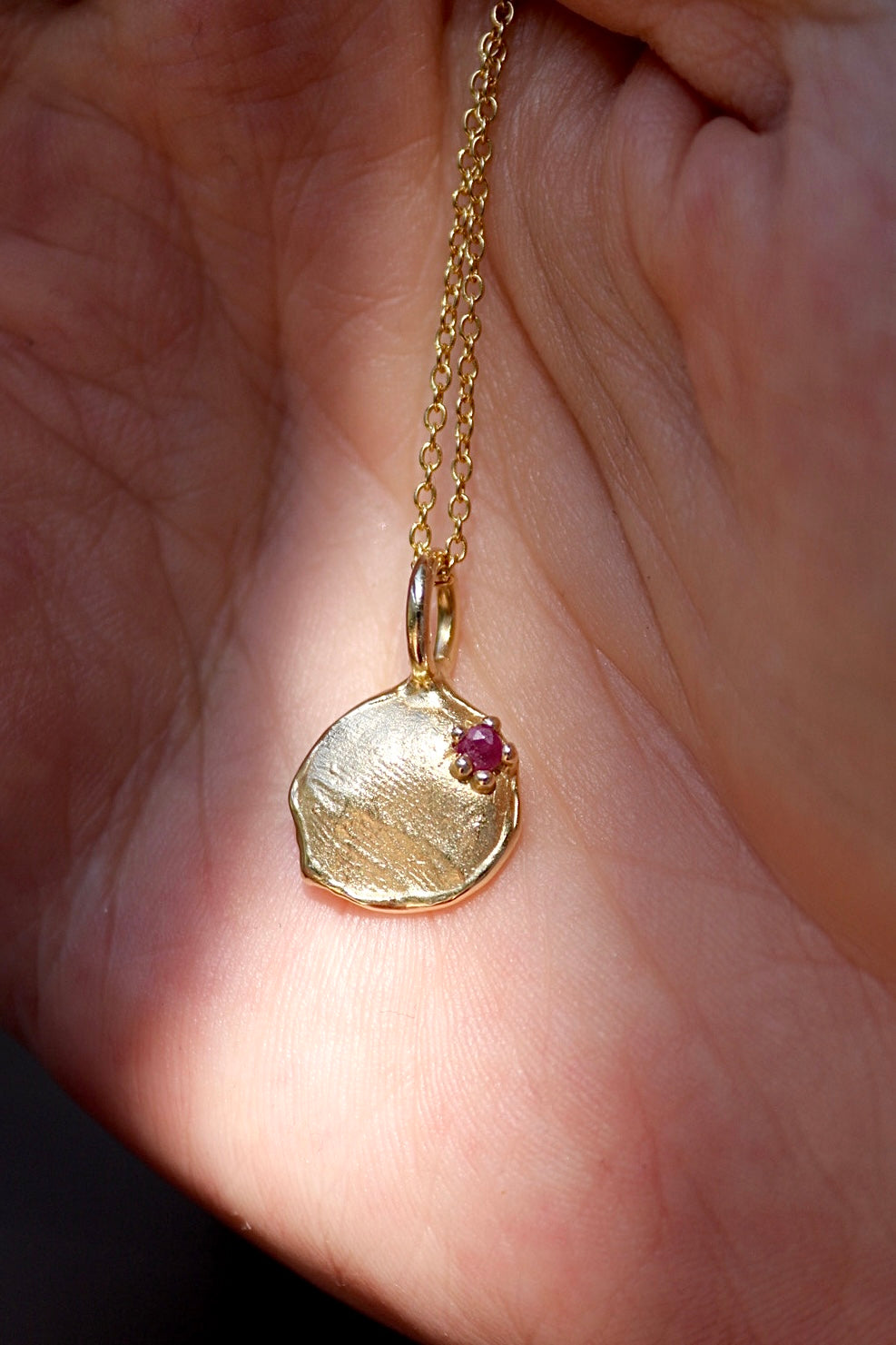 Gemstone + Fingerprint Pendant - Sterling Silver or 9ct Gold - Impression Kit + Necklace