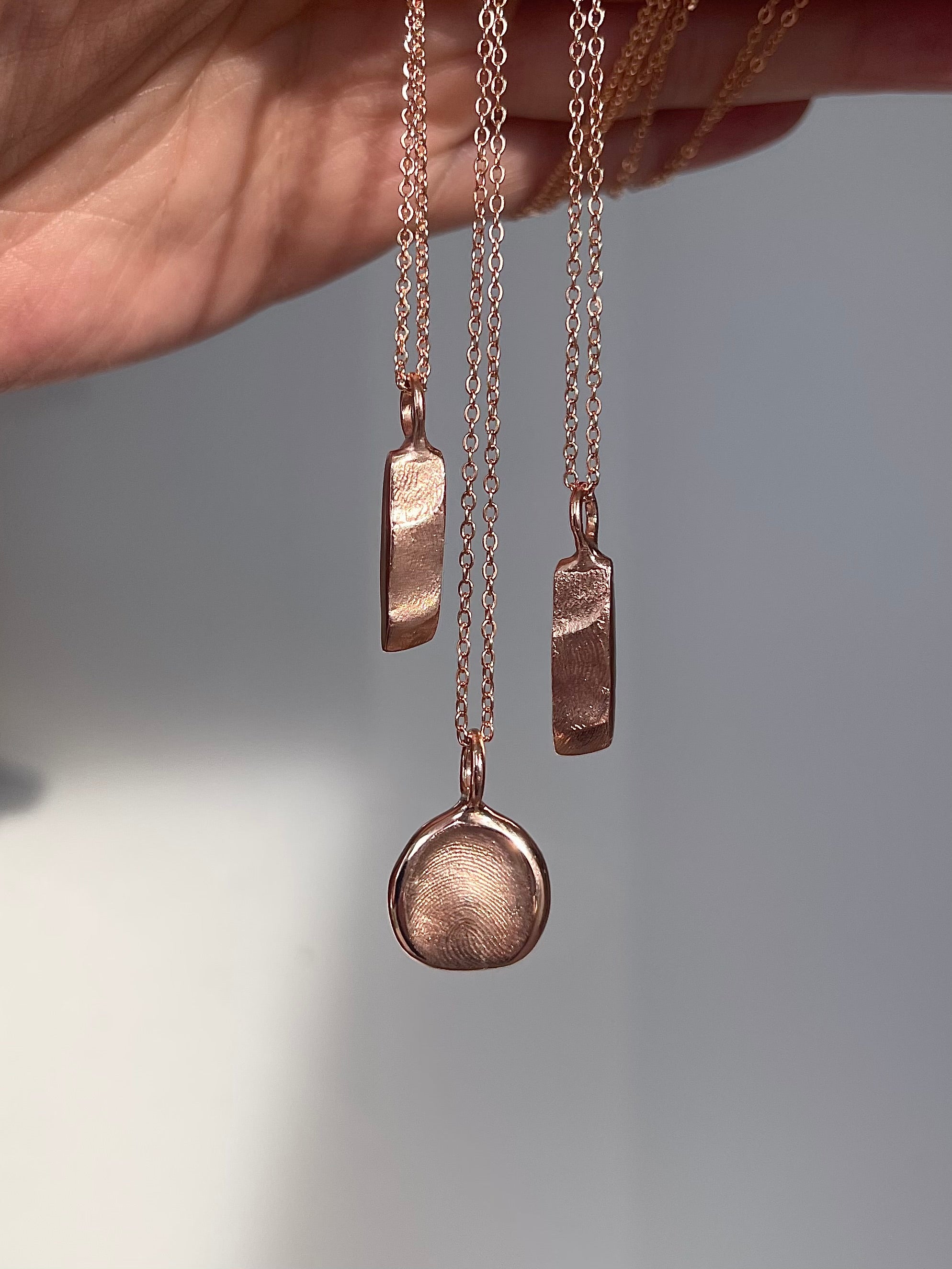 Family Bar Fingerprint Pendant - 9ct Gold - Fingerprint Impression Kit + Necklace