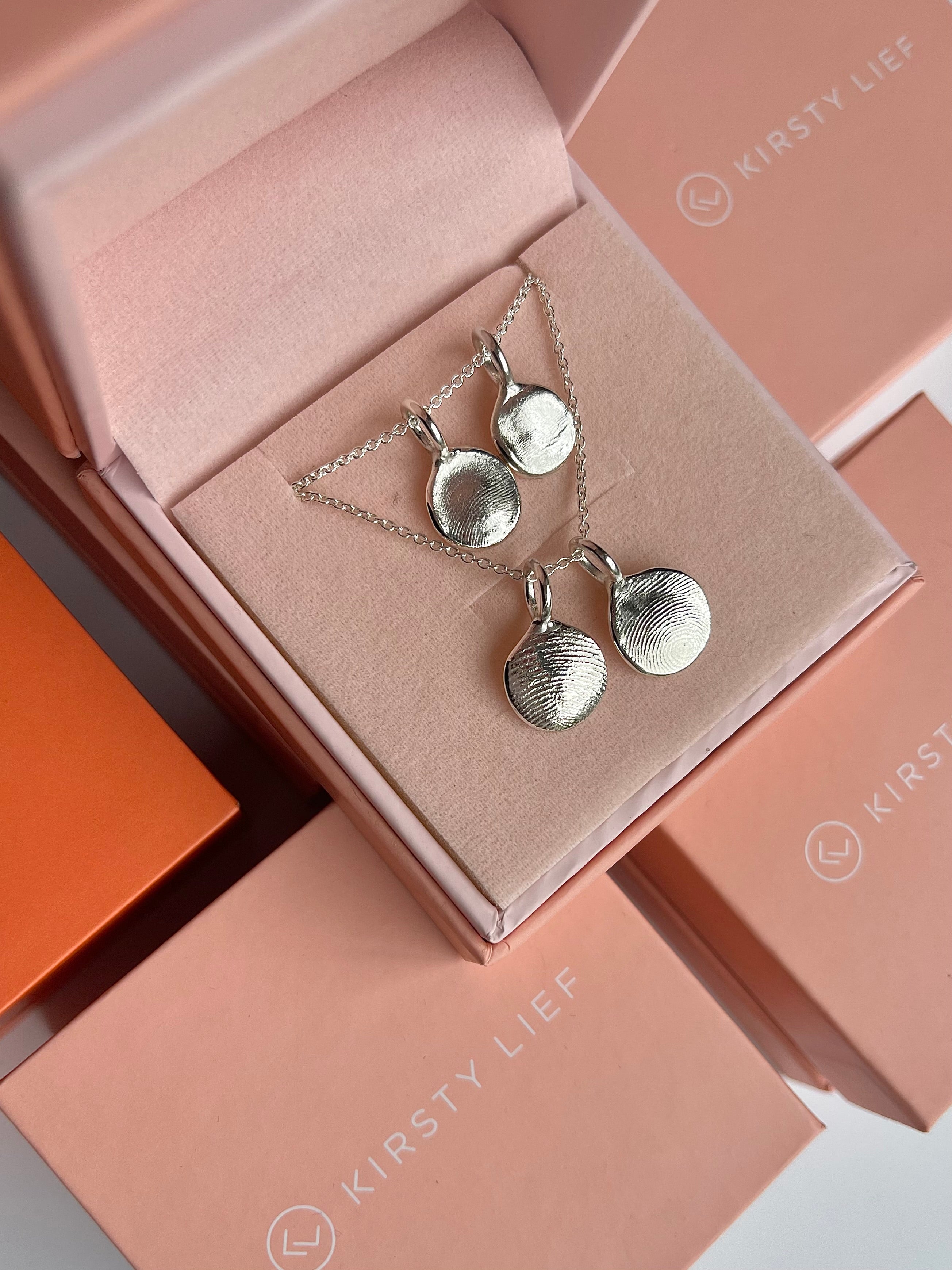 Infant Impression Pendant - Sterling Silver - Fingerprint Impression Kit + Necklace