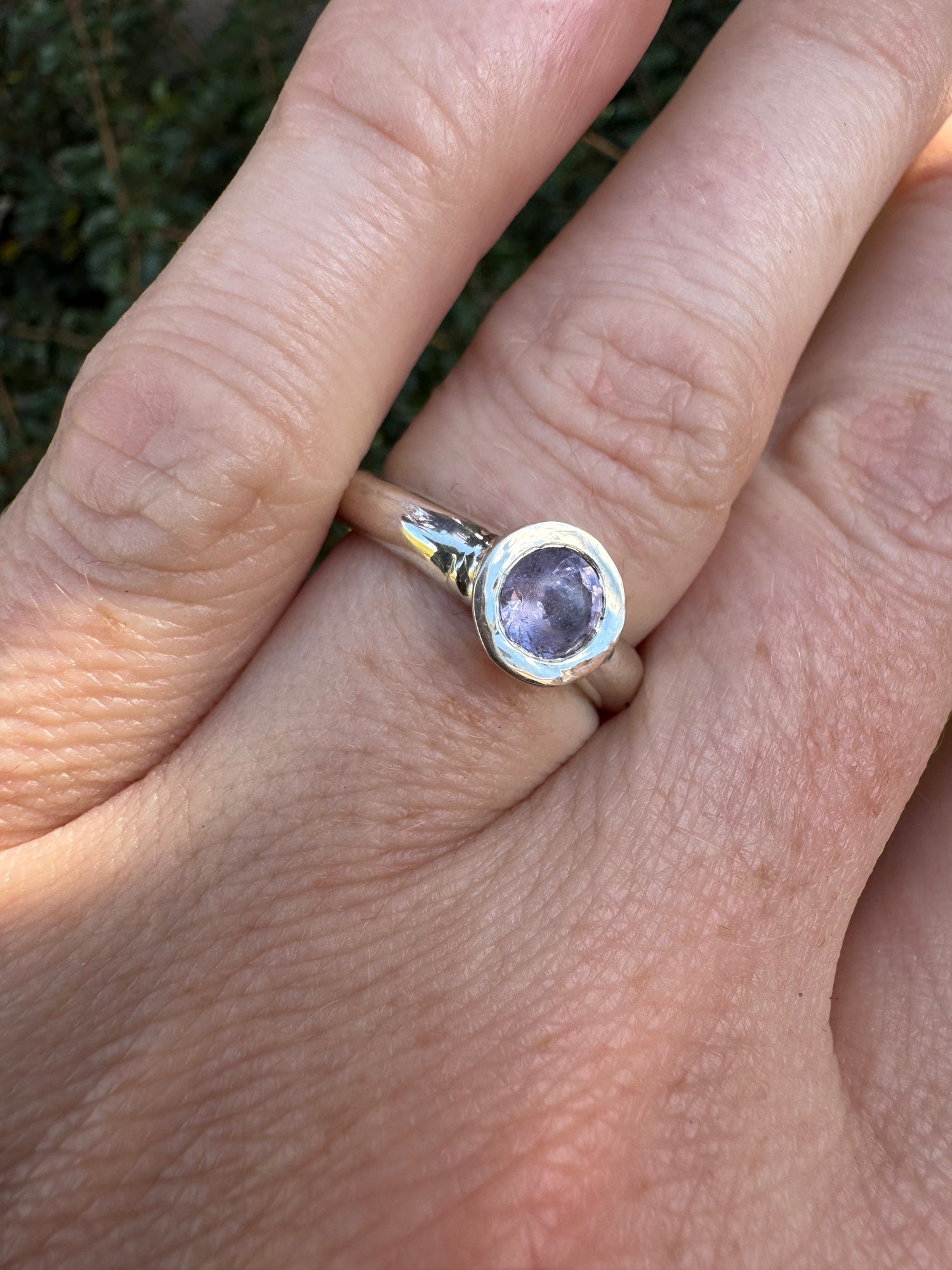 Silver Lilac Spinel Chunky Organic Ring