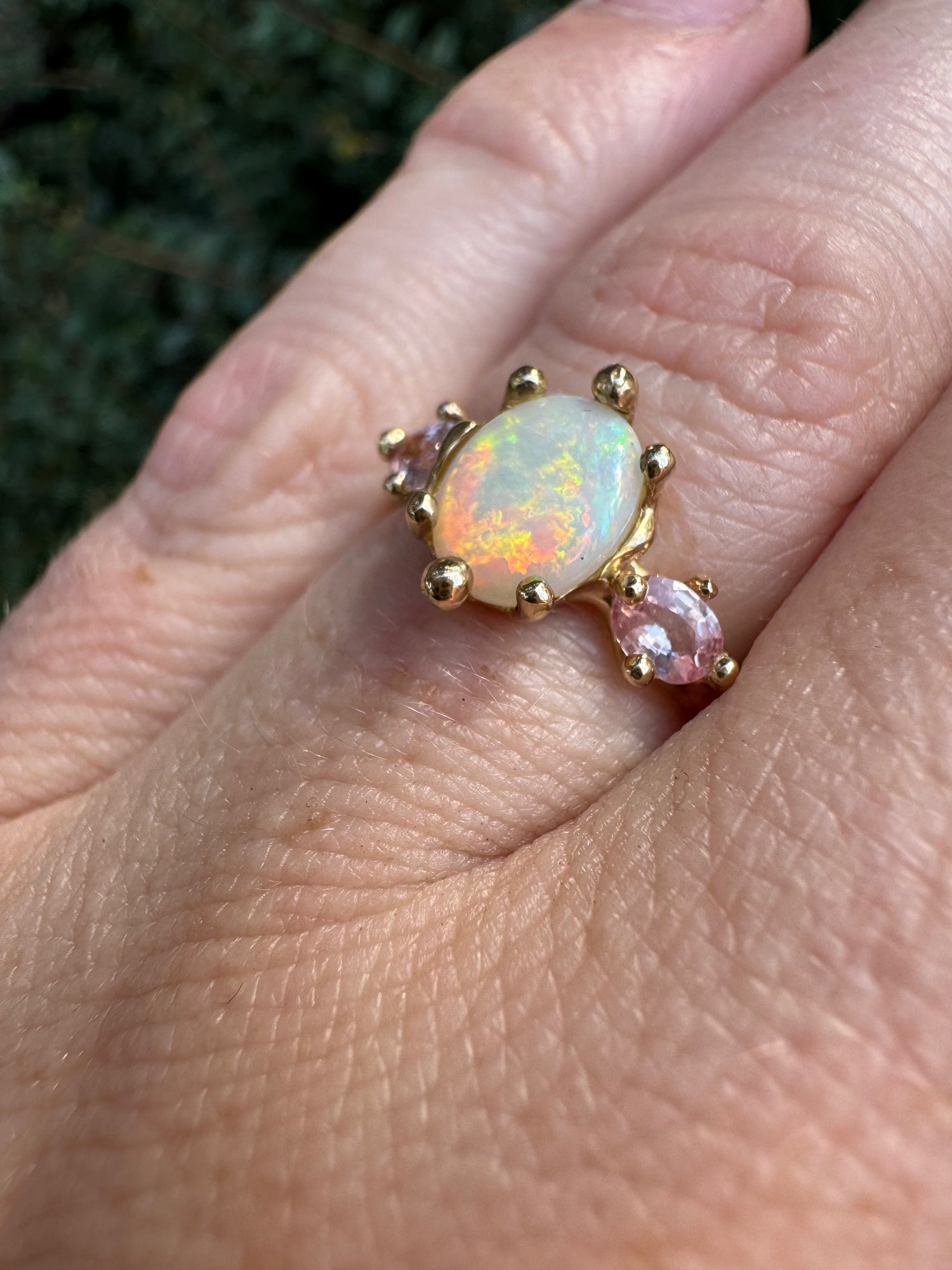 9ct gold Opal and Pink Sapphire Ring