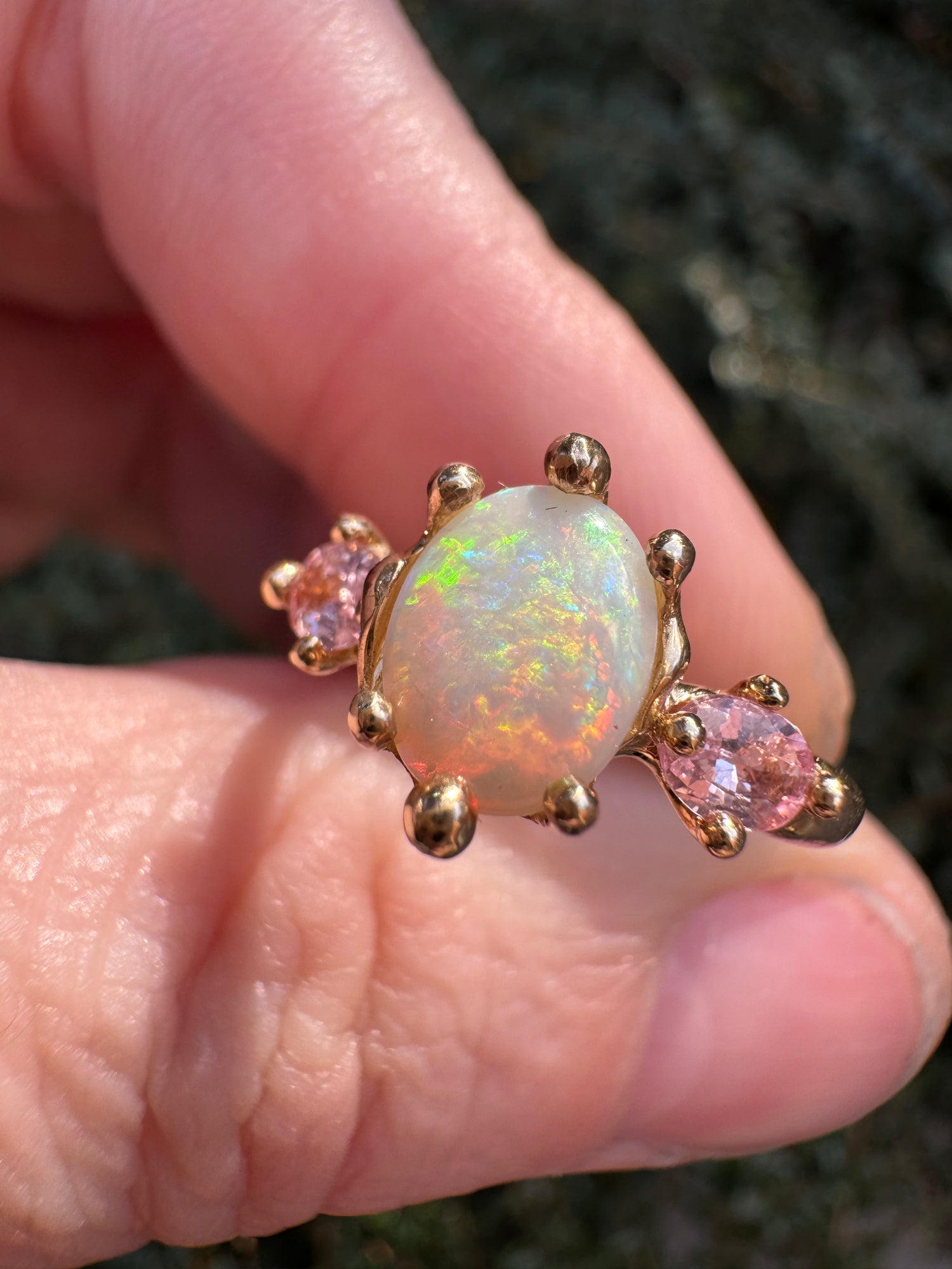 9ct gold Opal and Pink Sapphire Ring