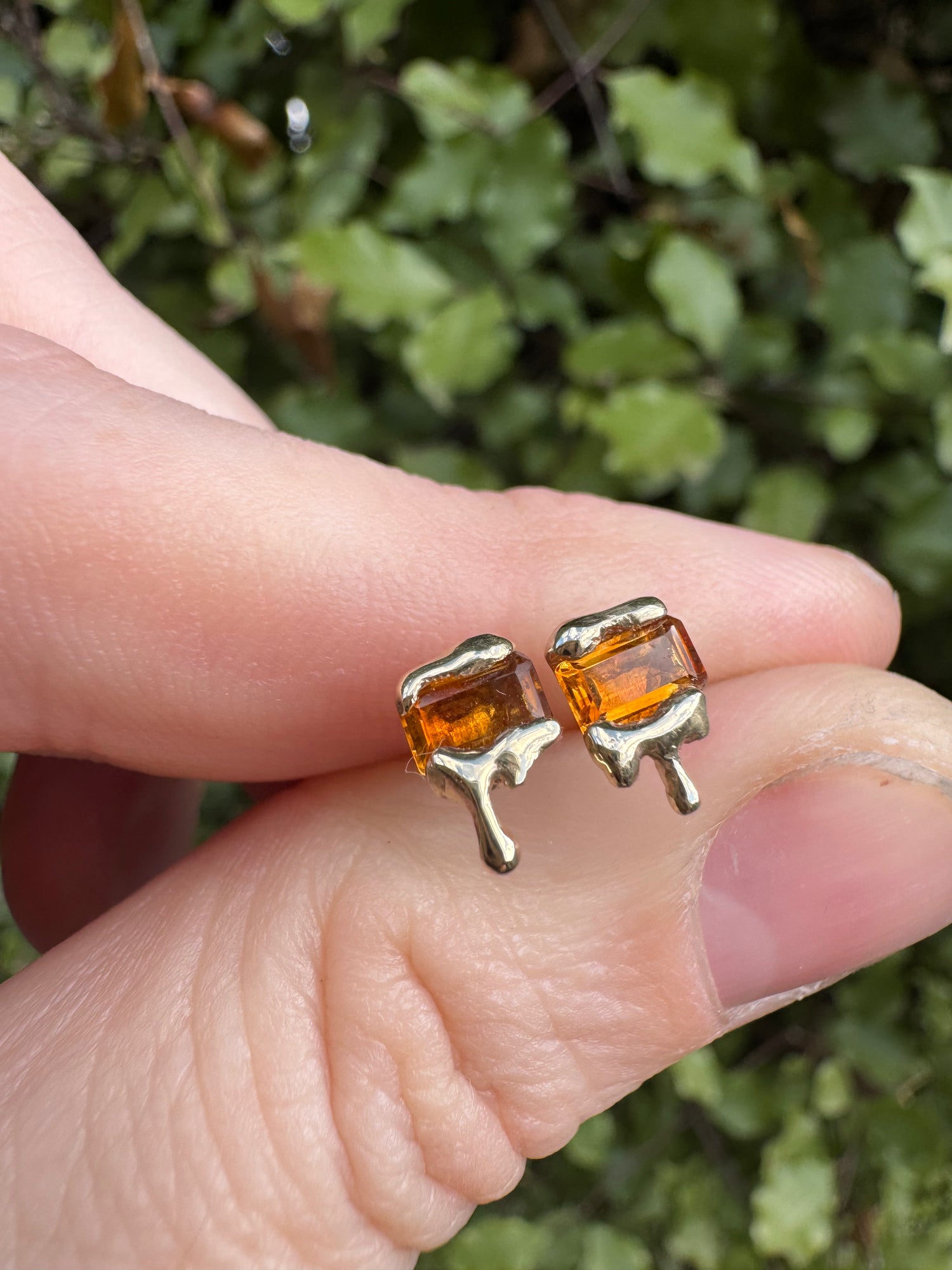 9ct yellow gold citrine honey drip studs