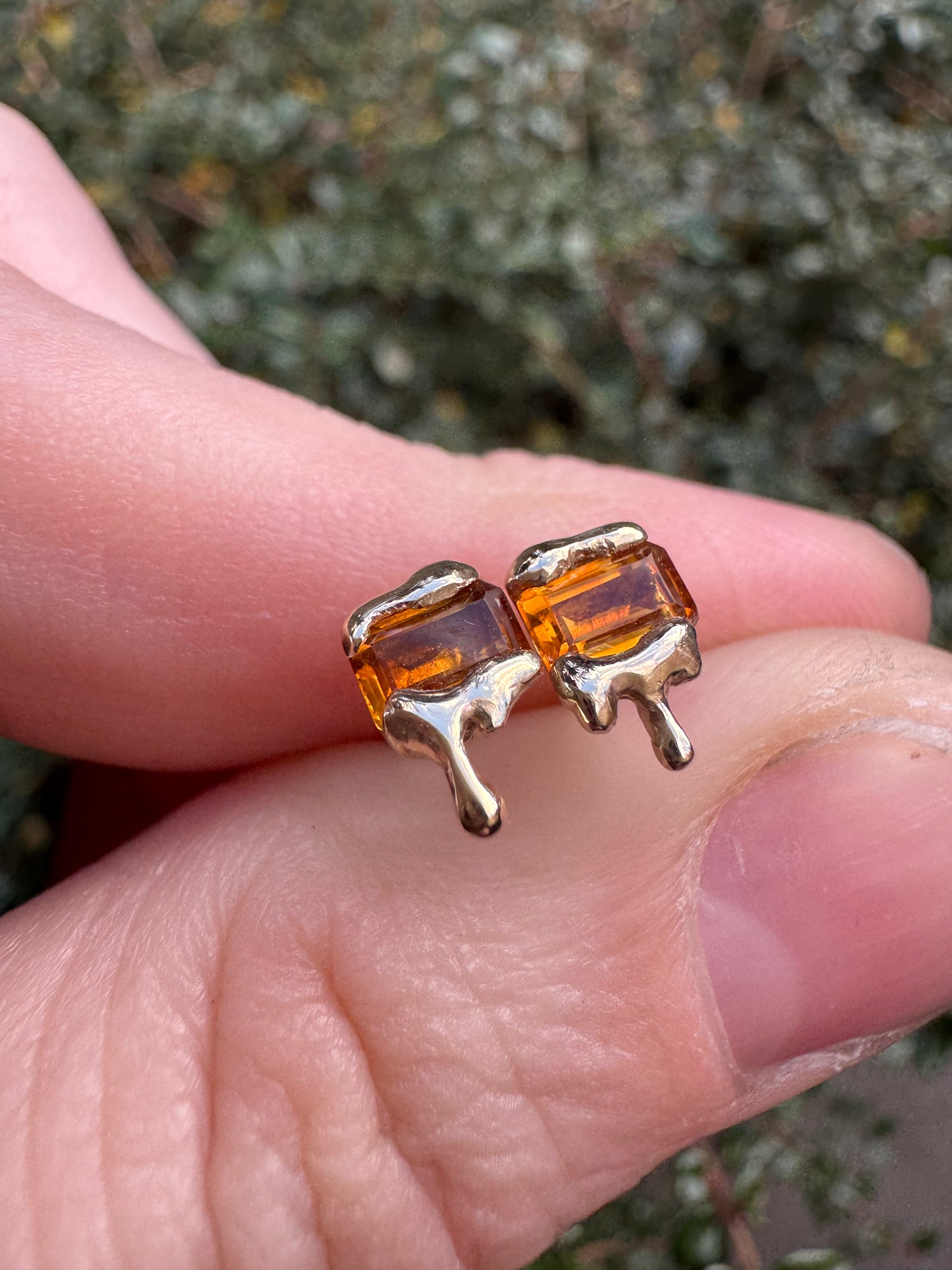9ct yellow gold citrine honey drip studs