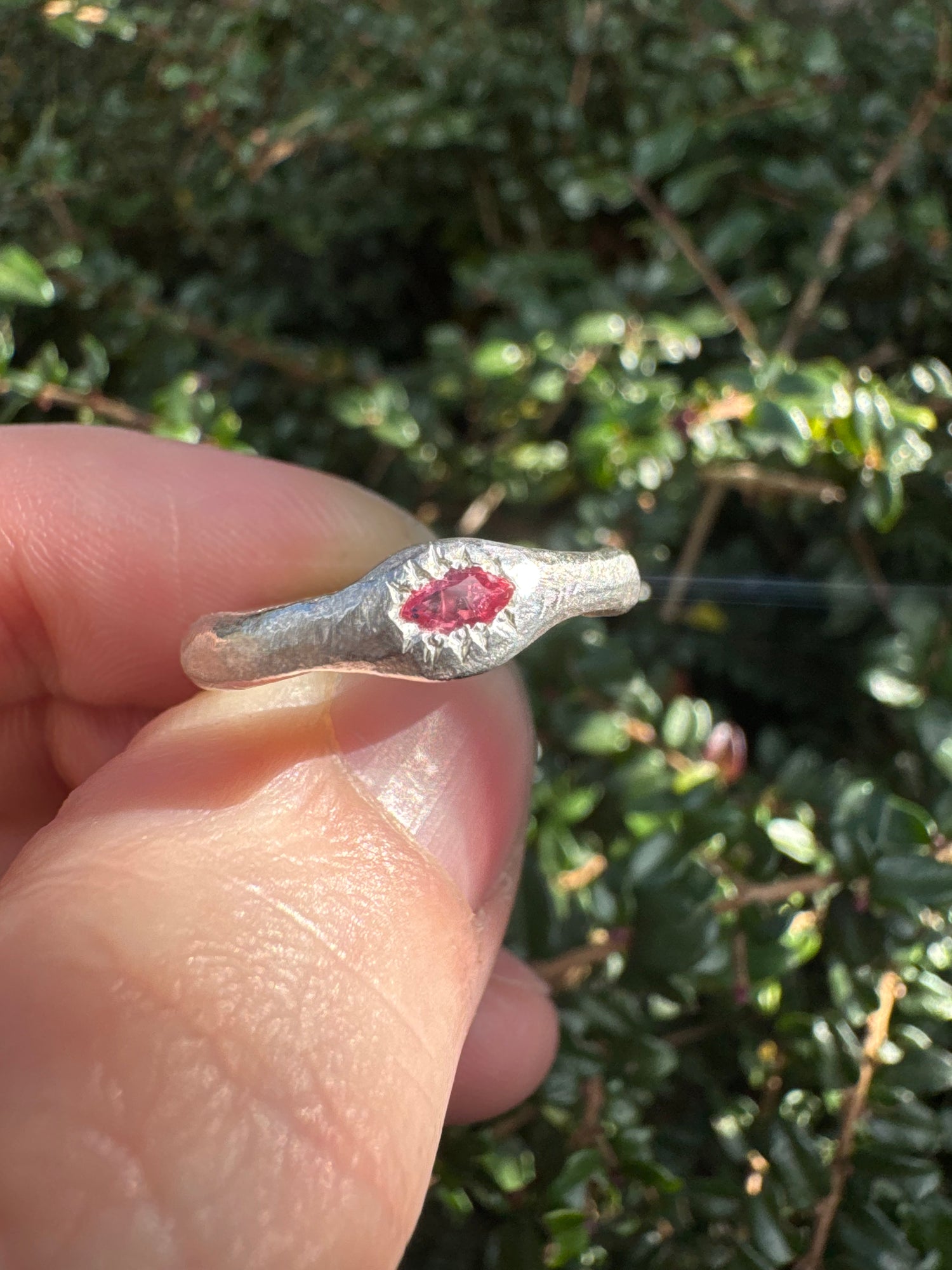 Silver Pink Marquise Sapphire Ring