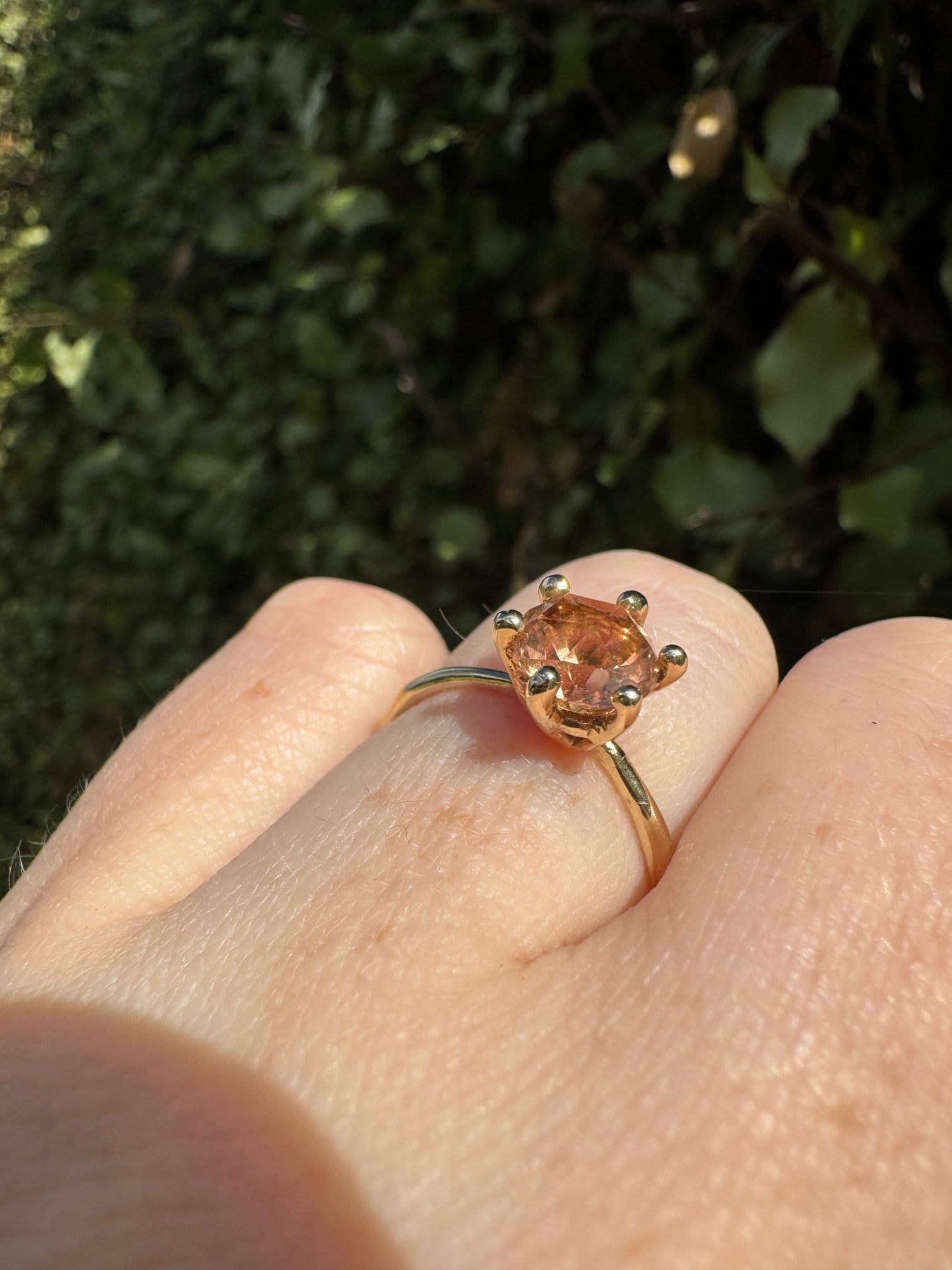 9ct gold Peach Tourmaline Solitare