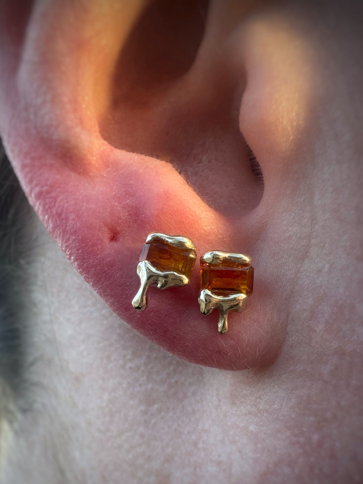 9ct yellow gold citrine honey drip studs