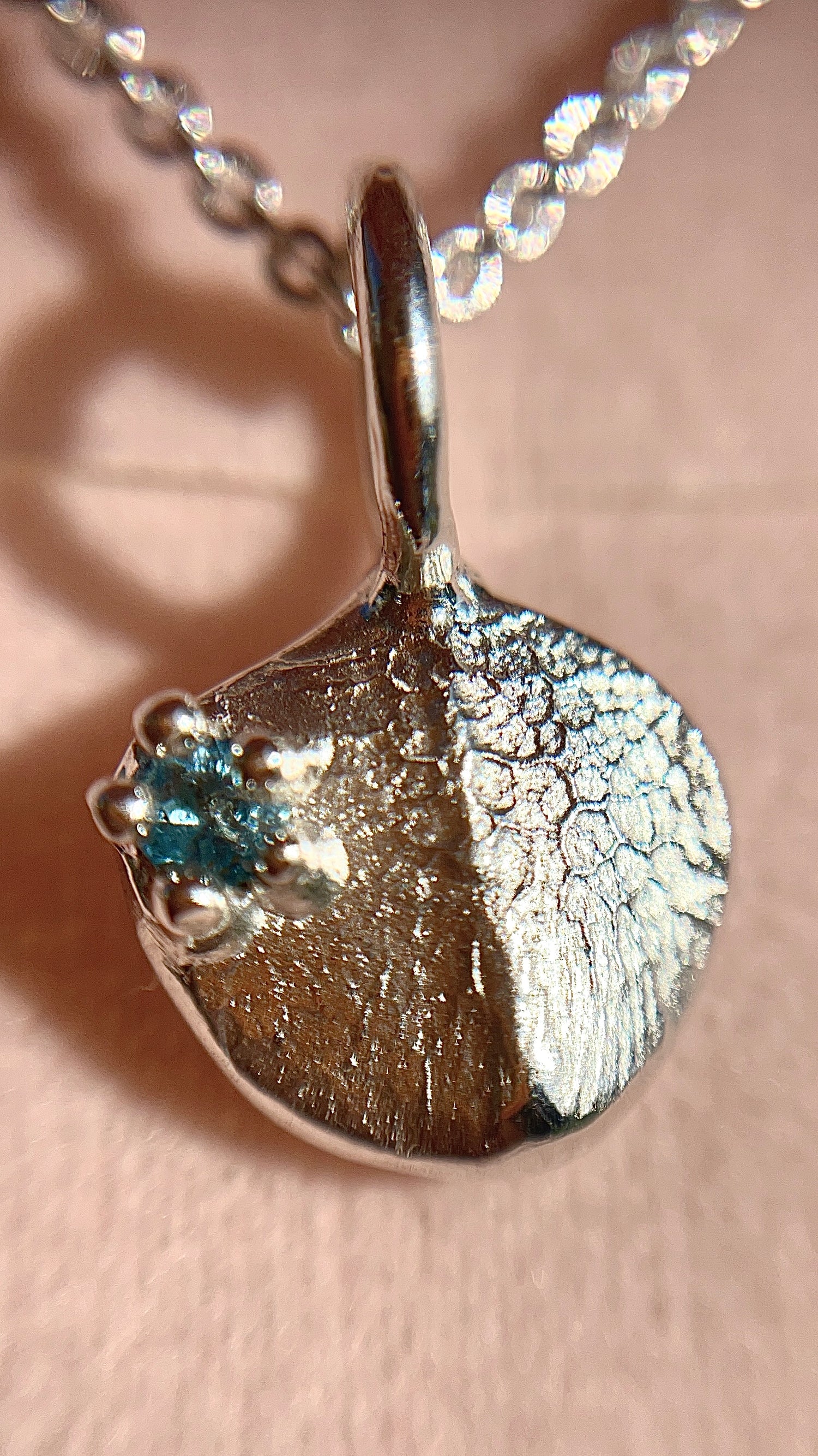 Gemstone + Fingerprint Pendant - Sterling Silver or 9ct Gold - Impression Kit + Necklace