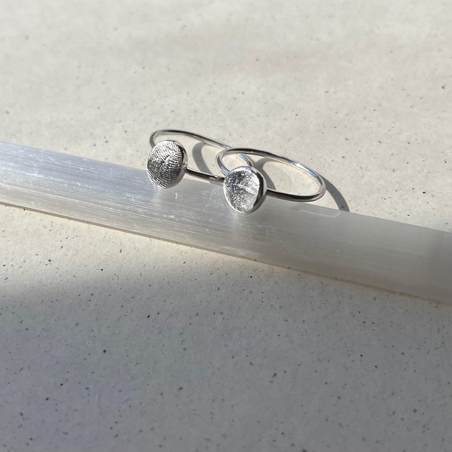 Oval or Circle Fingerprint Ring - Sterling Silver - Print Impression Kit + Ring