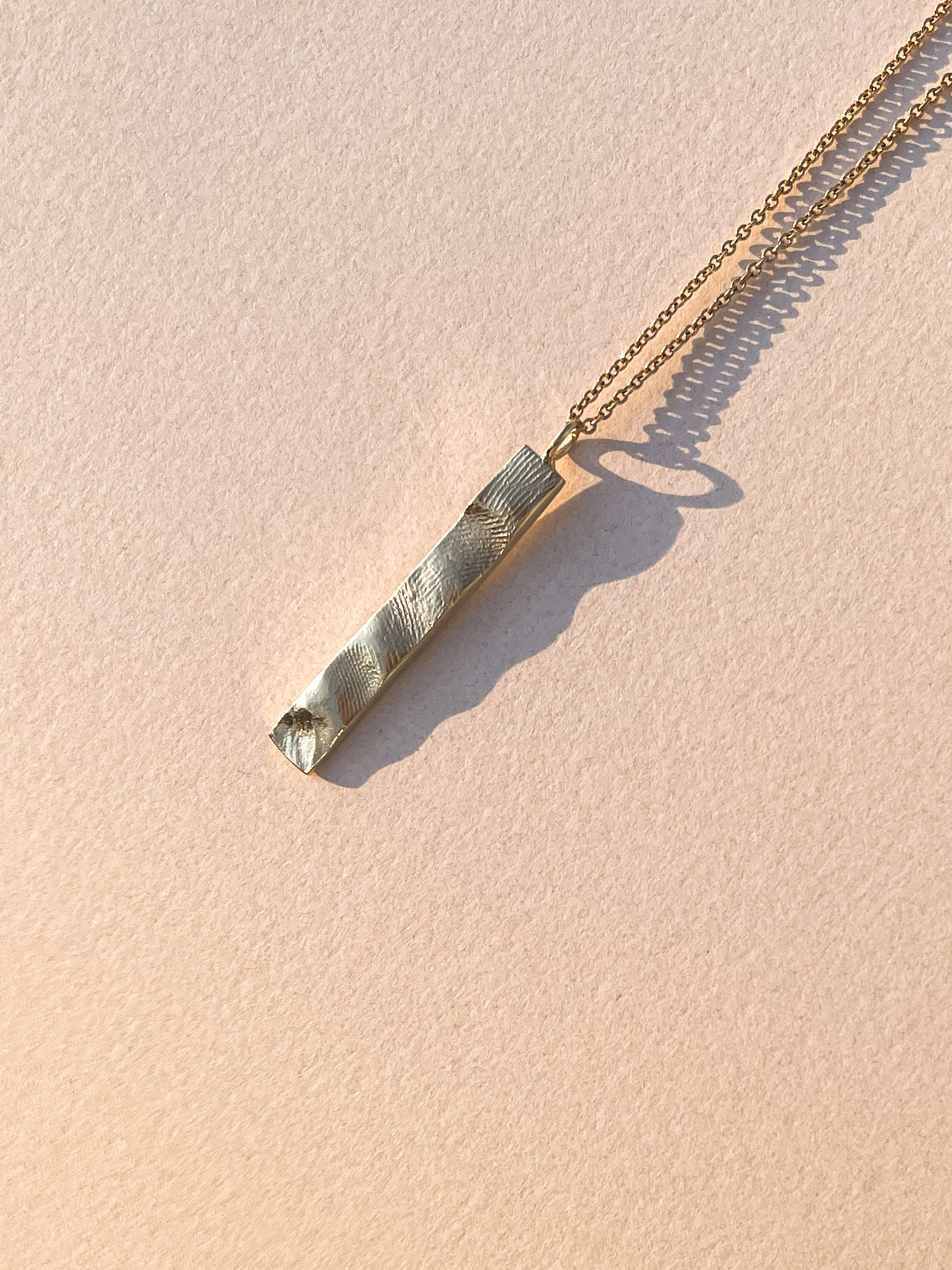 Family Bar Fingerprint Pendant - 9ct Gold - Fingerprint Impression Kit + Necklace