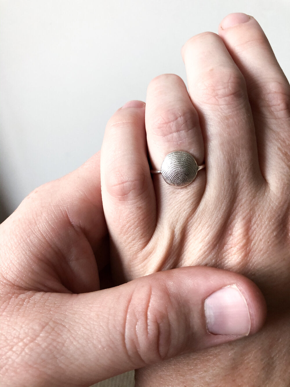Oval or Circle Fingerprint Ring - Sterling Silver - Print Impression Kit + Ring