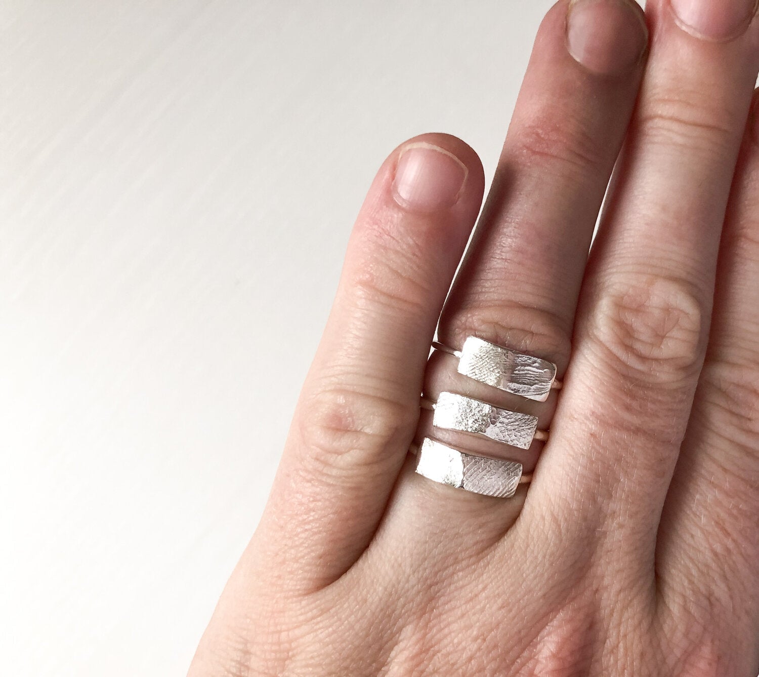 Bar Fingerprint Ring - Sterling Silver - Print Impression Kit + Ring