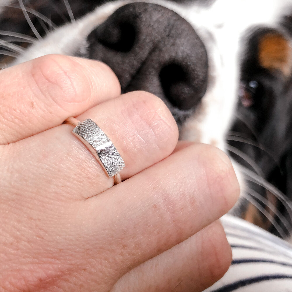 Bar Fingerprint Ring - Sterling Silver - Print Impression Kit + Ring