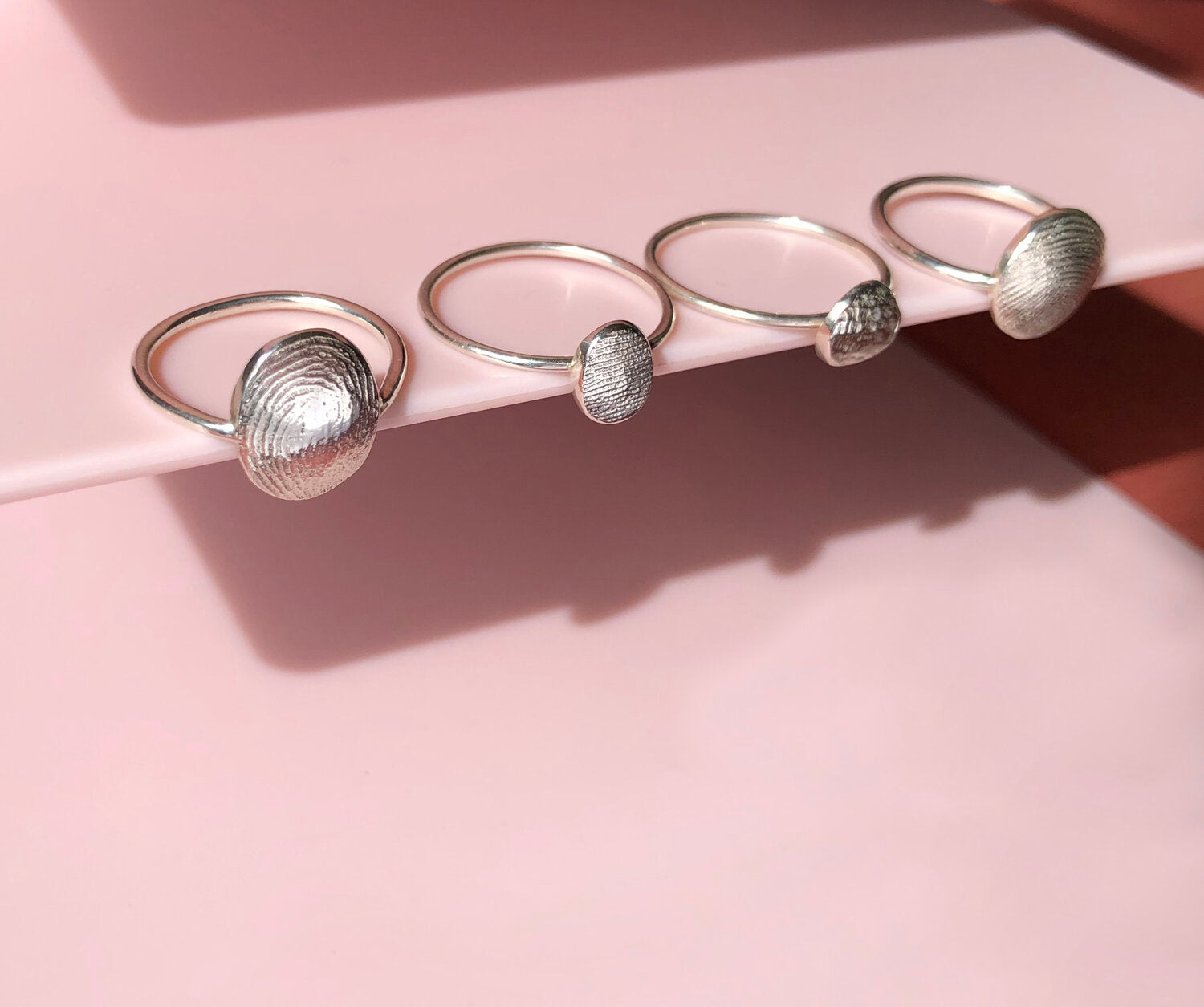 Oval or Circle Fingerprint Ring - Sterling Silver - Print Impression Kit + Ring