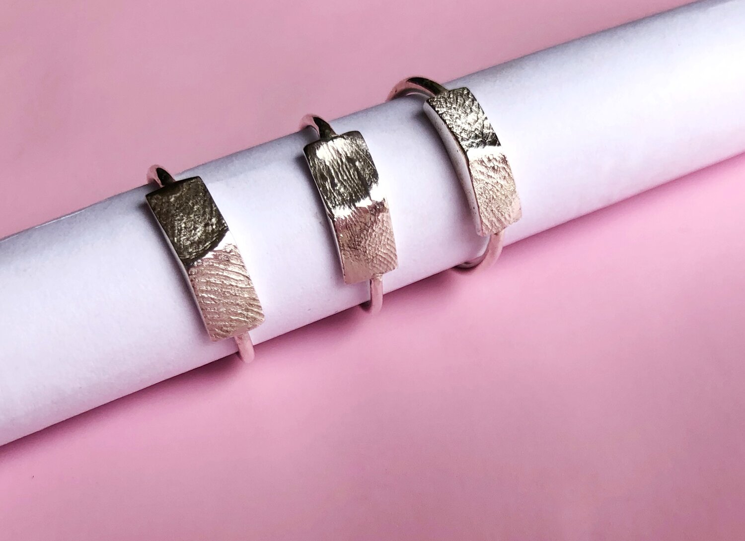 Bar Fingerprint Ring - Sterling Silver - Print Impression Kit + Ring