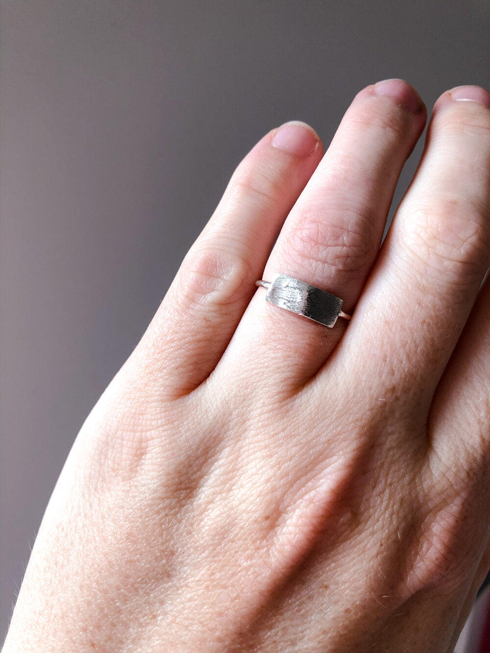 Bar Fingerprint Ring - Sterling Silver - Print Impression Kit + Ring