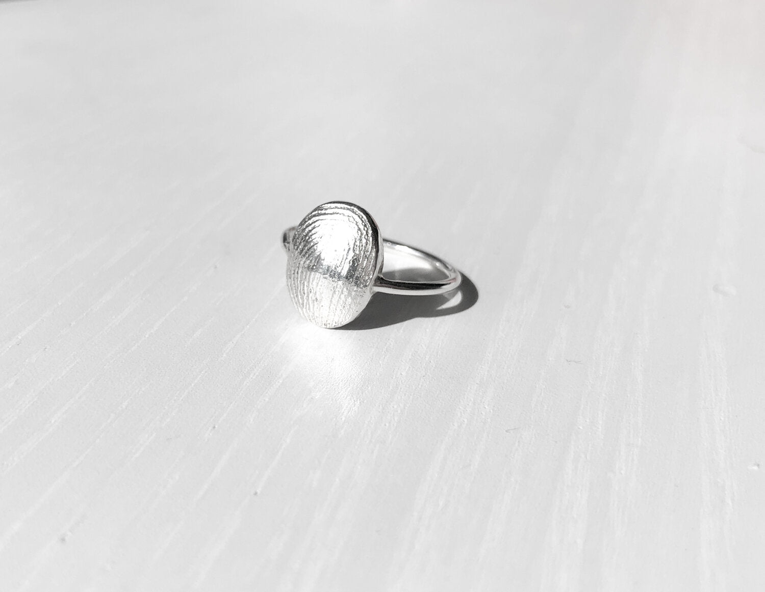 Oval or Circle Fingerprint Ring - Sterling Silver - Print Impression Kit + Ring