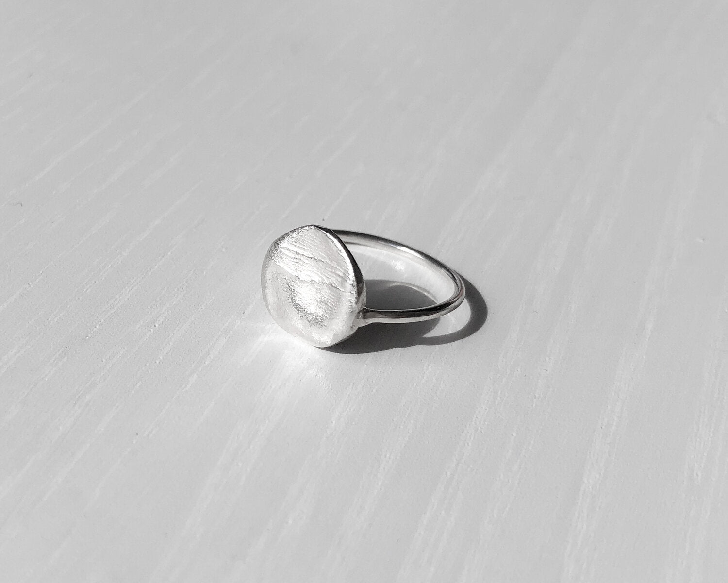 Oval or Circle Fingerprint Ring - Sterling Silver - Print Impression Kit + Ring