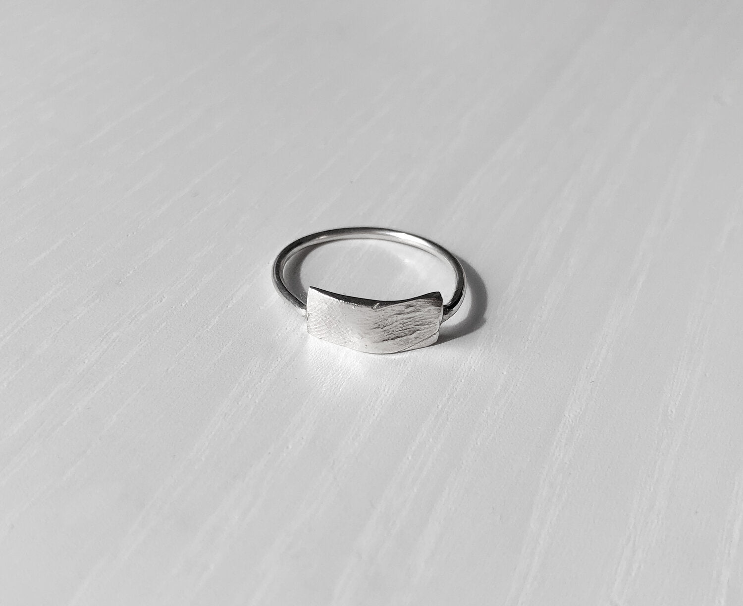 Bar Fingerprint Ring - Sterling Silver - Print Impression Kit + Ring