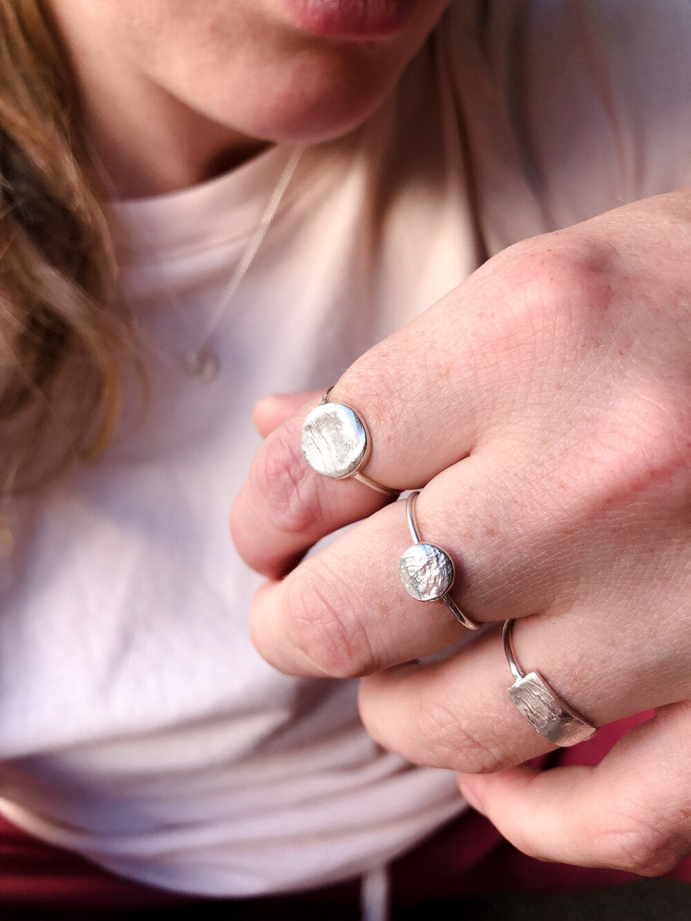 Bar Fingerprint Ring - Sterling Silver - Print Impression Kit + Ring