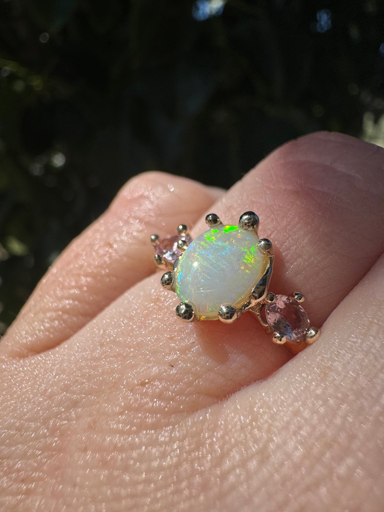 9ct gold Opal and Pink Sapphire Ring