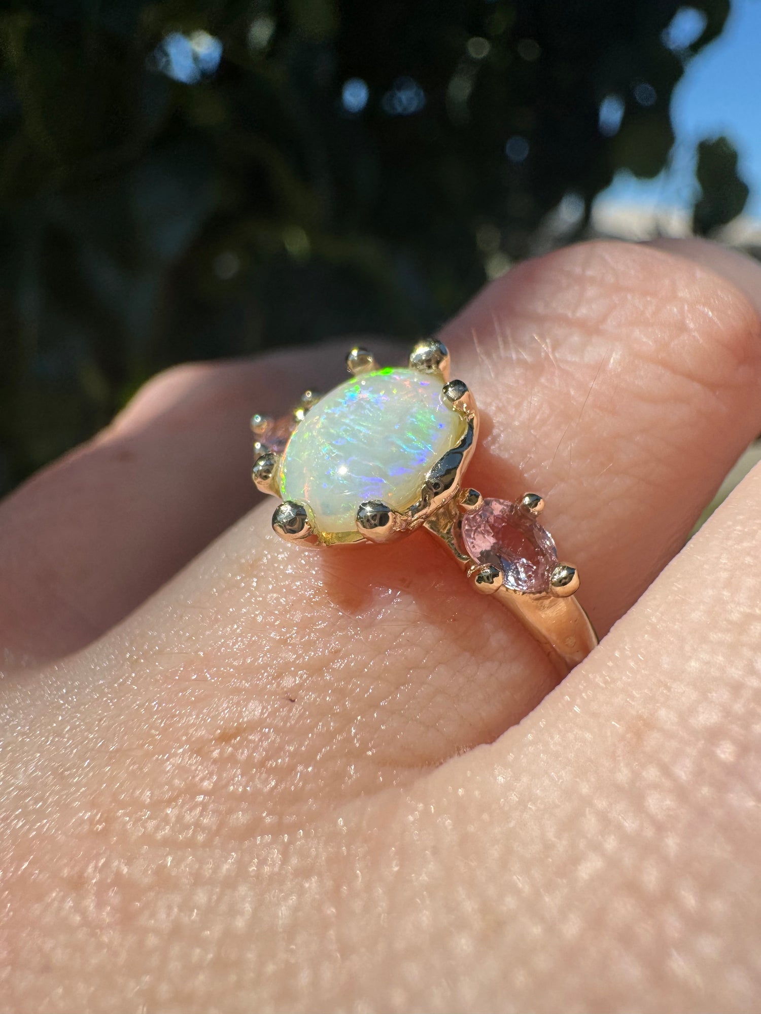 9ct gold Opal and Pink Sapphire Ring