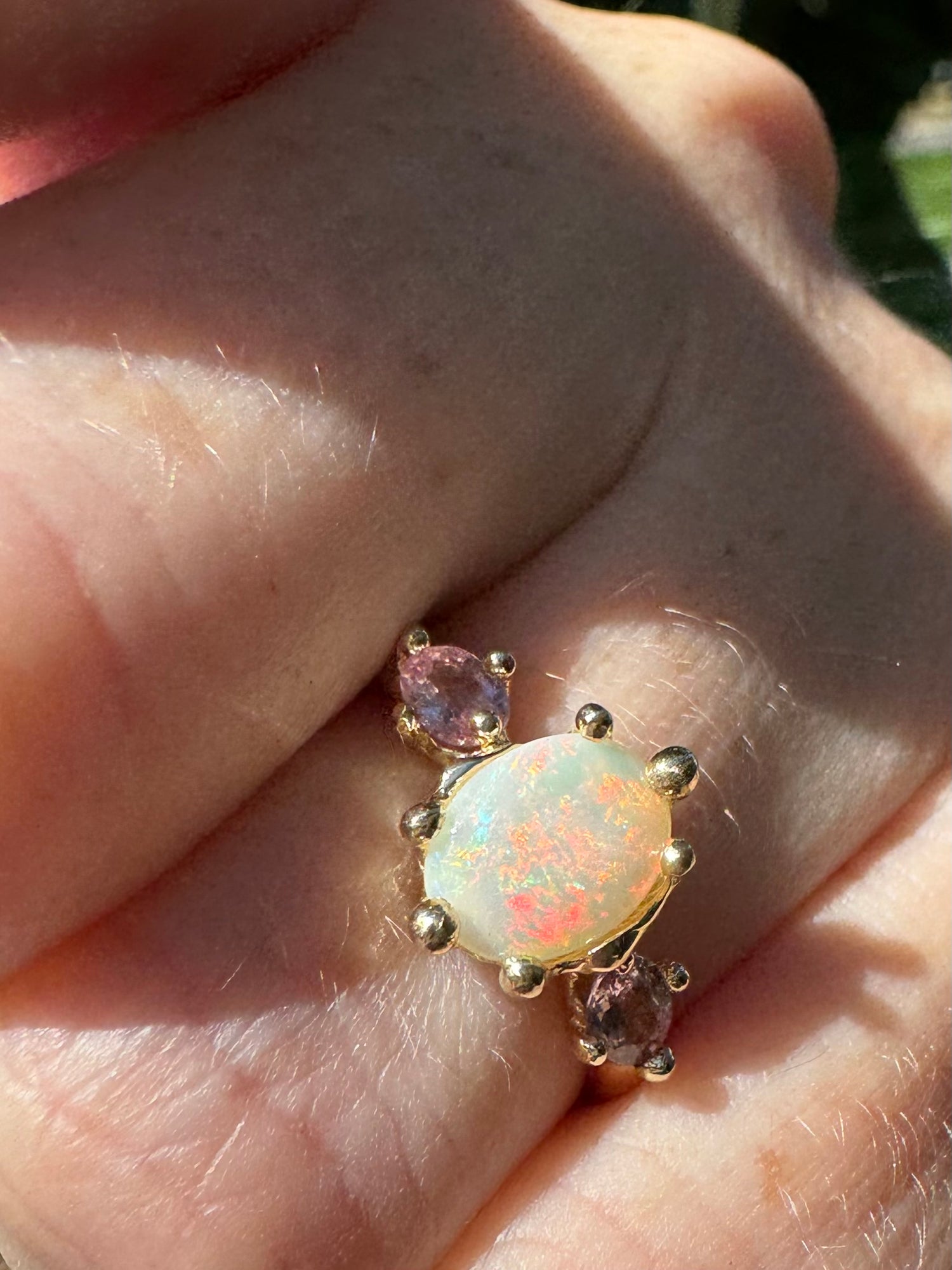 9ct gold Opal and Pink Sapphire Ring