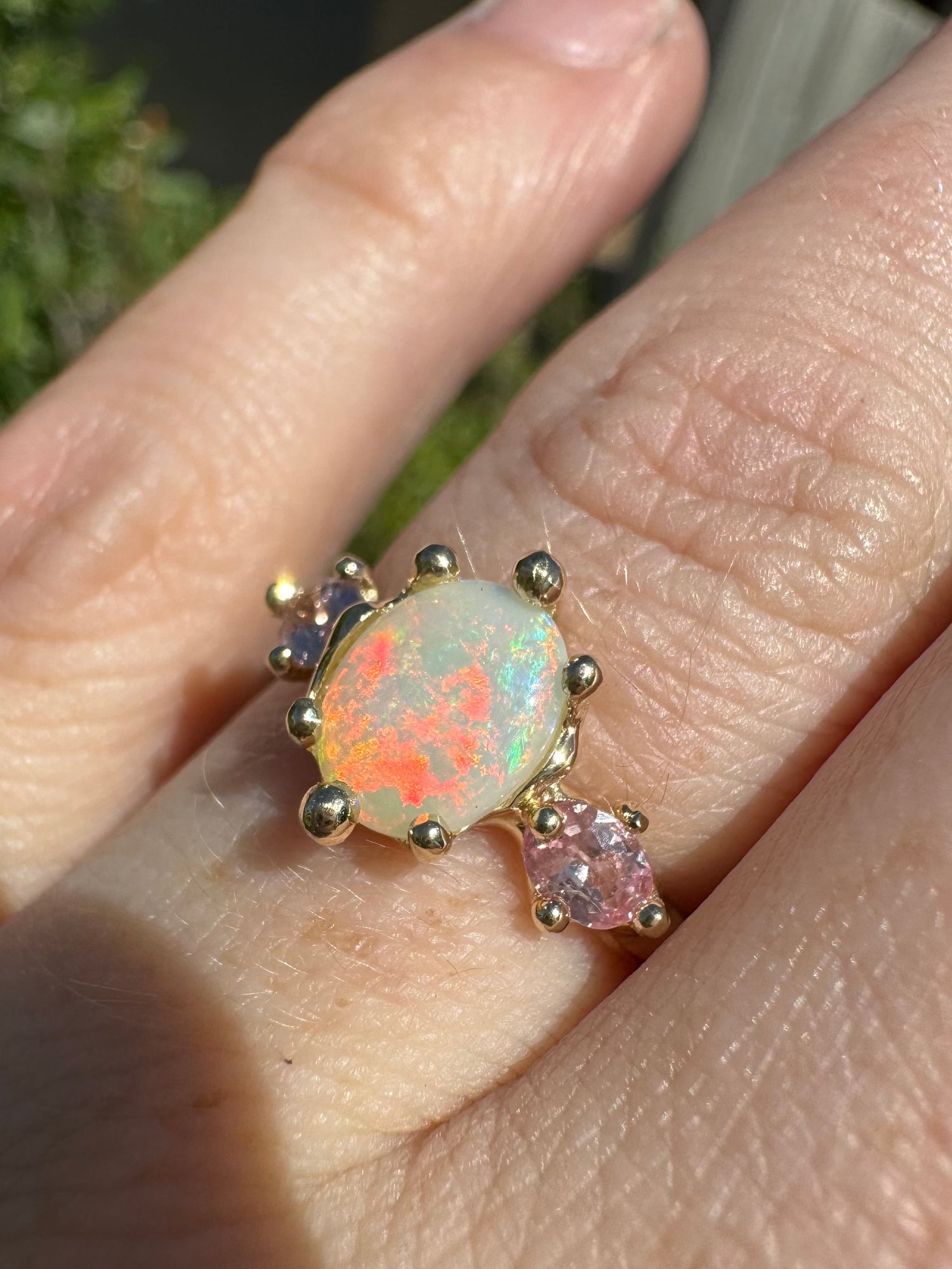 9ct gold Opal and Pink Sapphire Ring