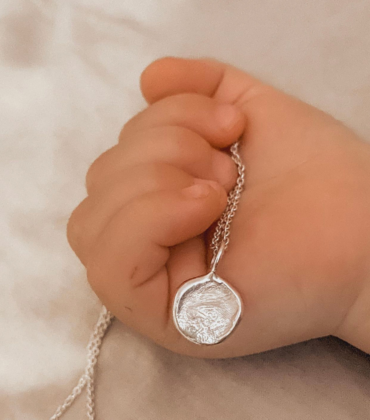 Infant Impression Pendant - Sterling Silver - Fingerprint Impression Kit + Necklace