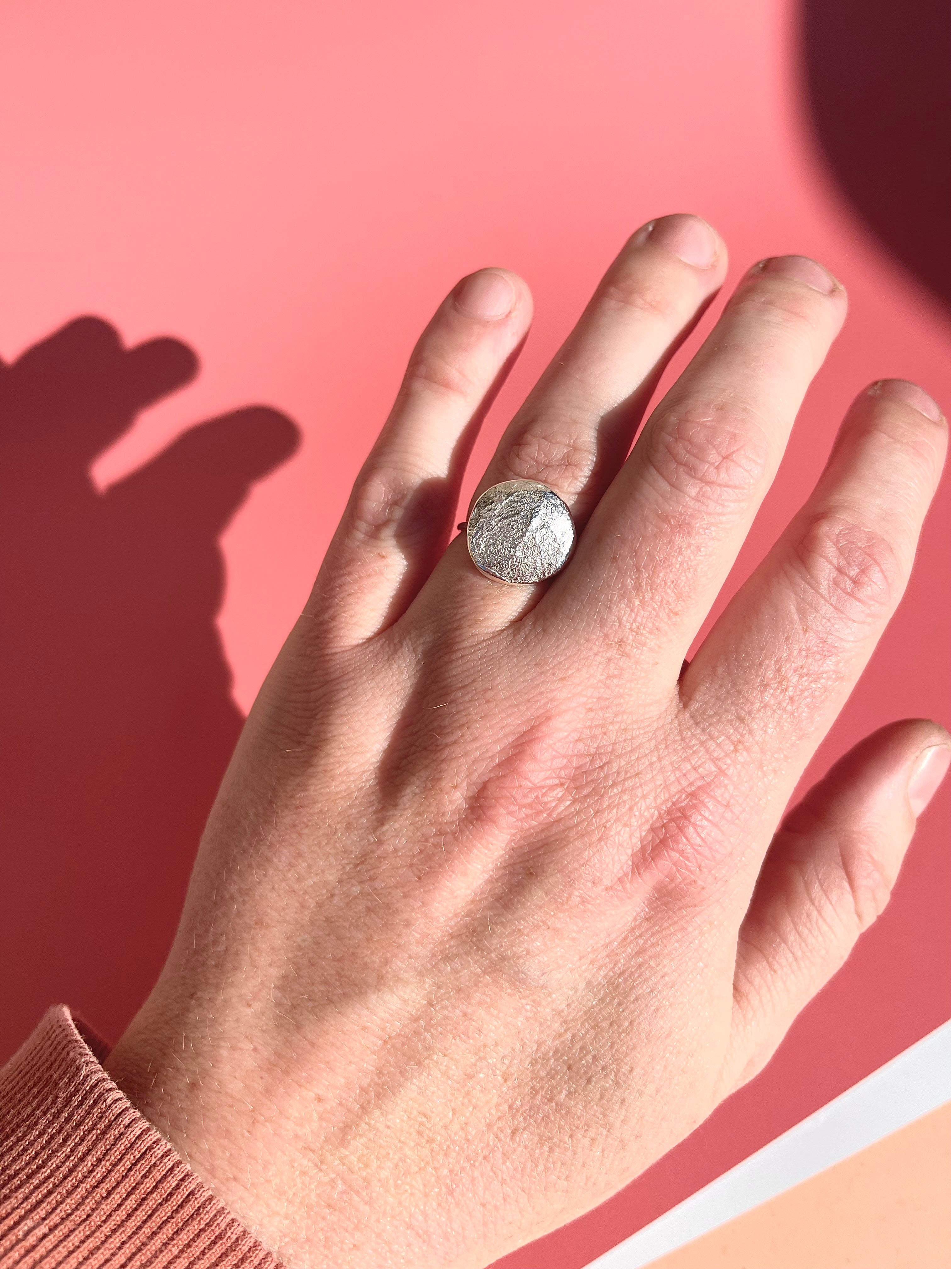 Oval or Circle Fingerprint Ring - Sterling Silver - Print Impression Kit + Ring