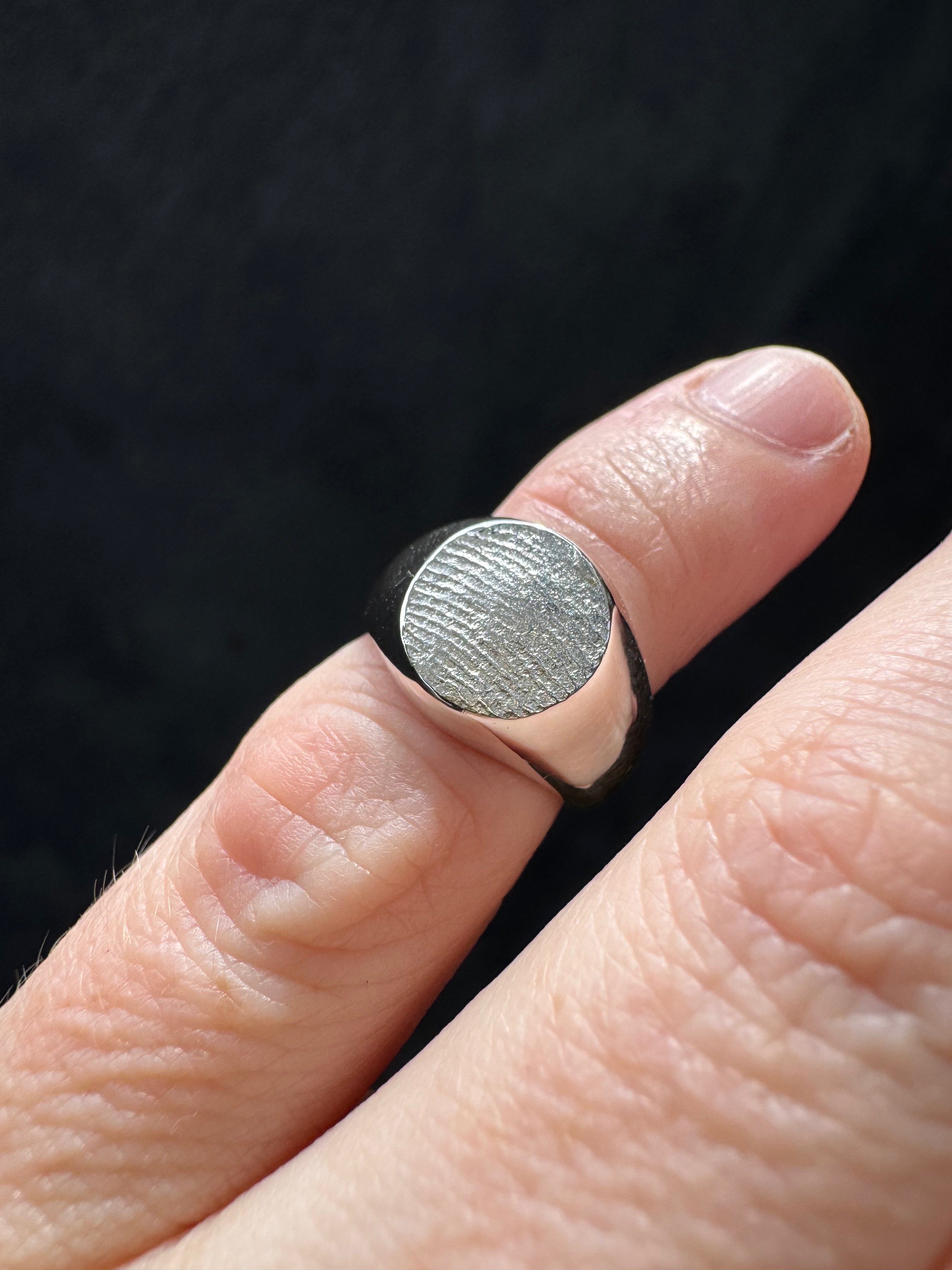 Signet Fingerprint Ring - Sterling Silver or 9ct Gold - Print Impression Kit + Ring