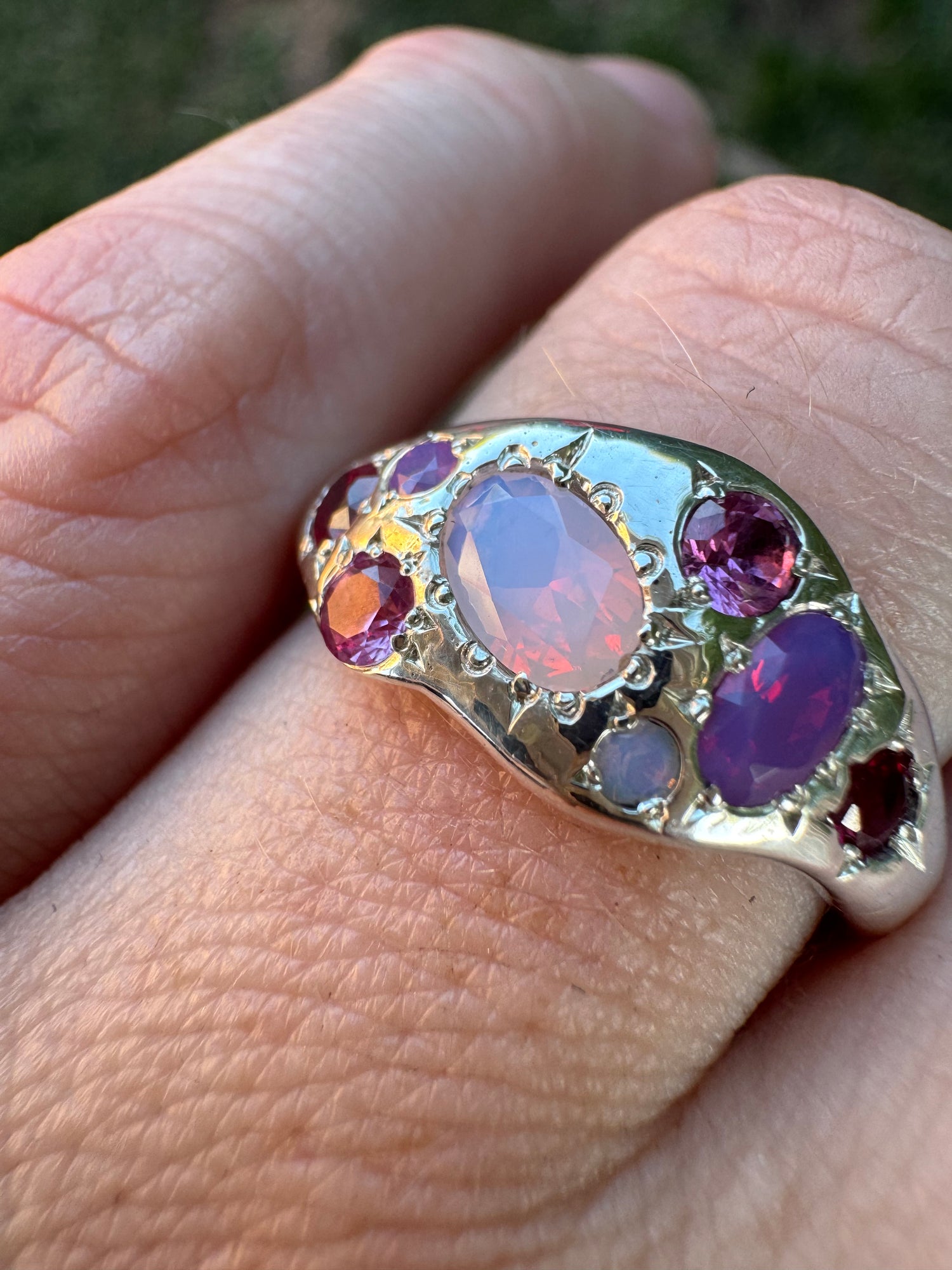 Silver Multi Stone Ring