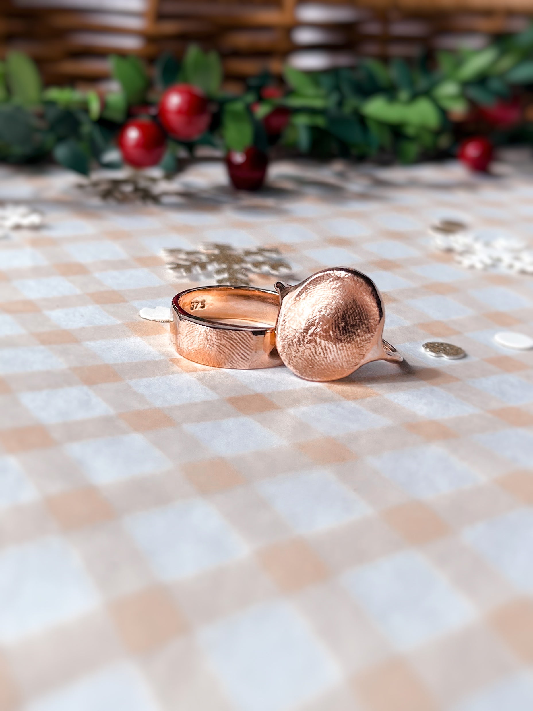 Oval or Circle Fingerprint Ring - 9ct Gold - Print Impression Kit + Ring