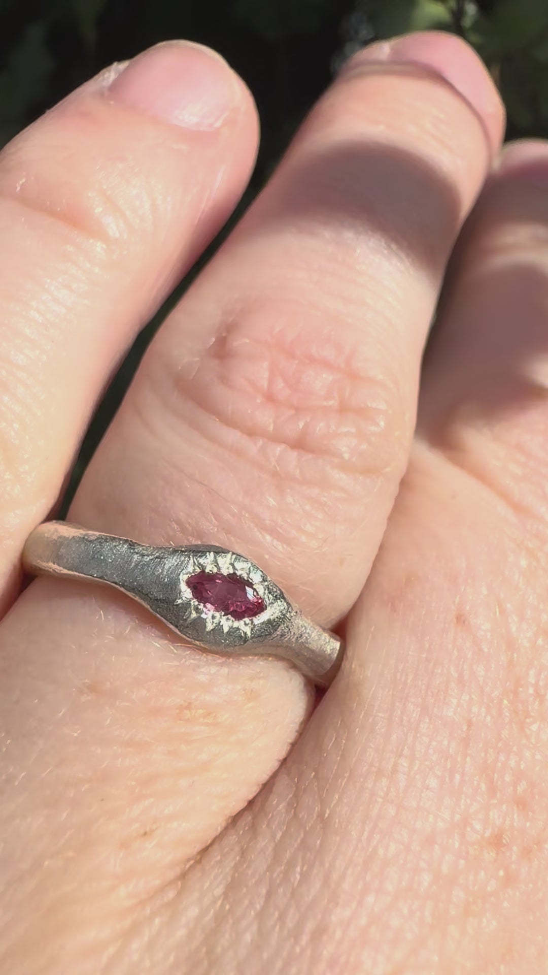 Silver Pink Marquise Sapphire Ring